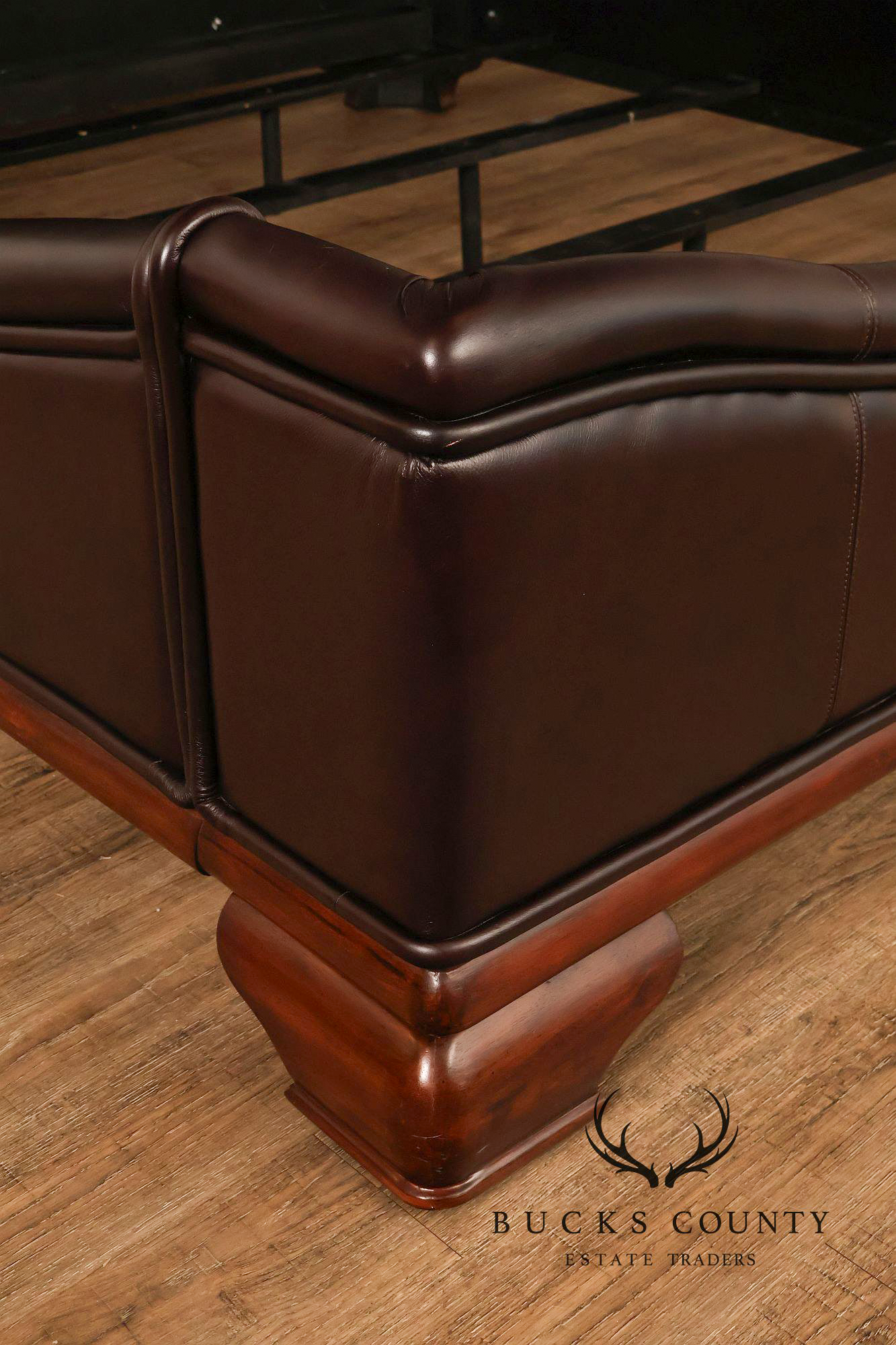 Stanley Leather King Size Sleigh Bed