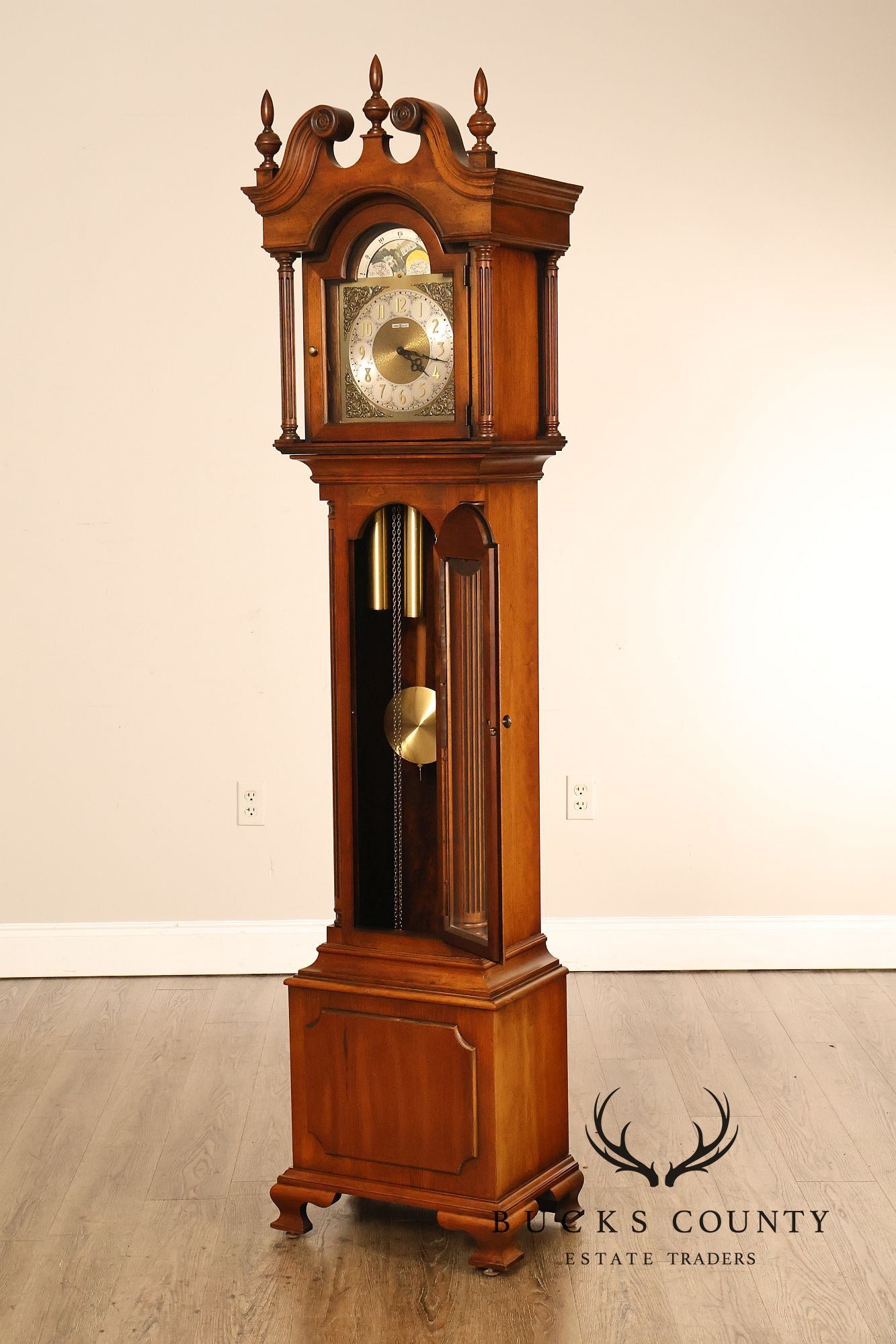 Howard Miller Chippendale Style Cherry Grandfather Grandmother Clock