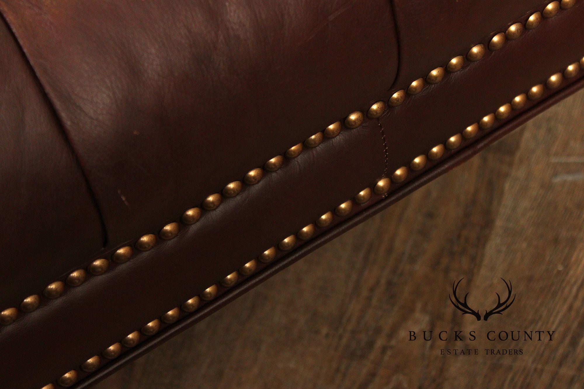 English Regency Style Tufted Leather Cocktail Ottoman On Turned Legs