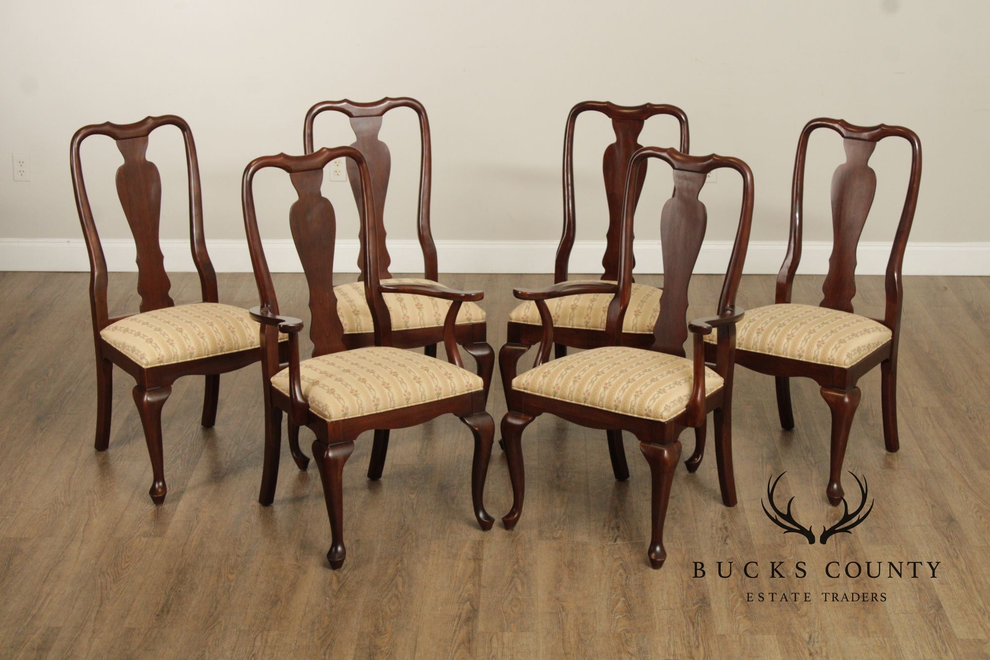 Ethan Allen 'Georgian Court' Set of Six Cherry Dining Chairs