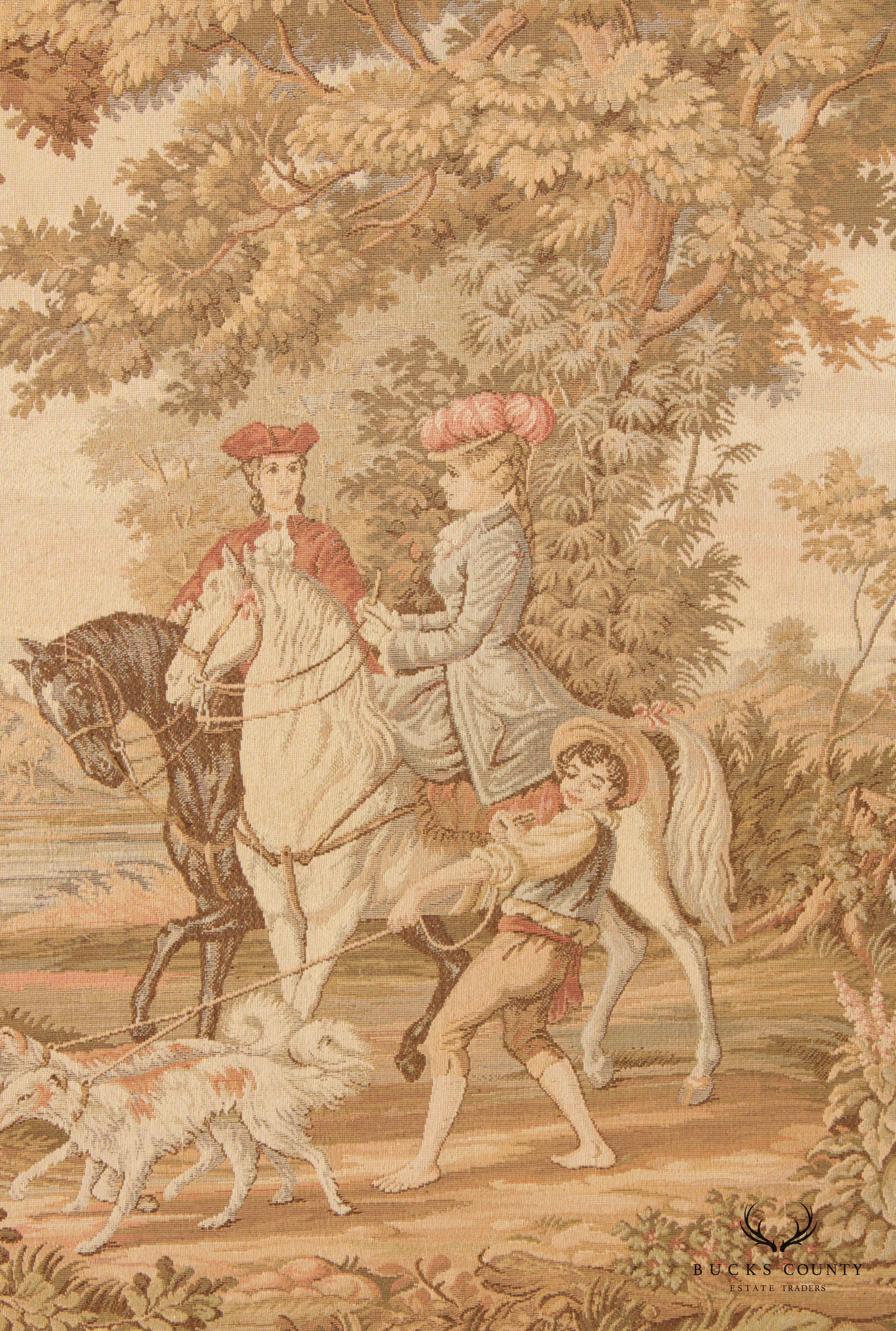 Vintage French Rococo Style Custom Framed Needlepoint Tapestry