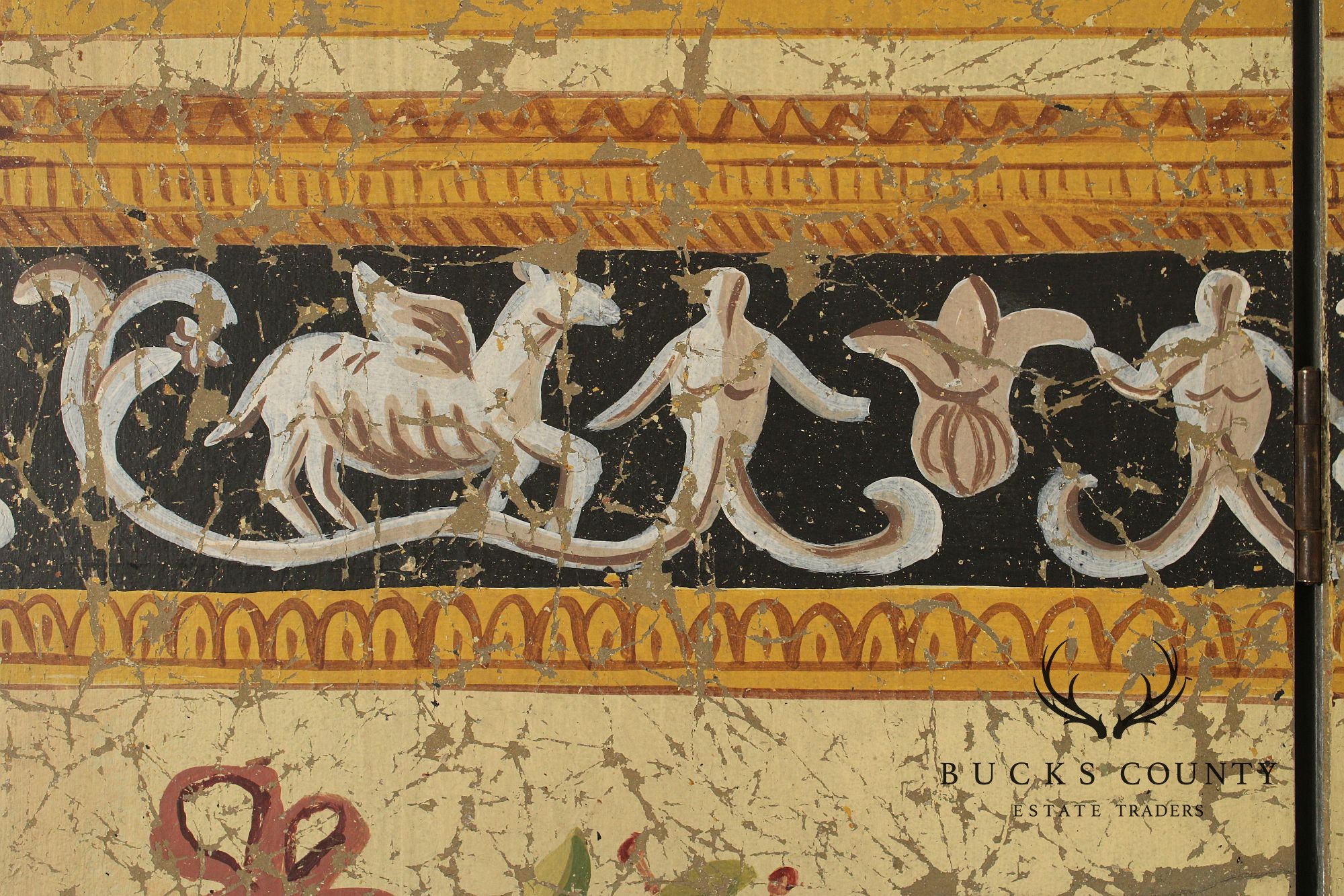 Italian Neoclassical Style Painted Four-Panel Folding Screen