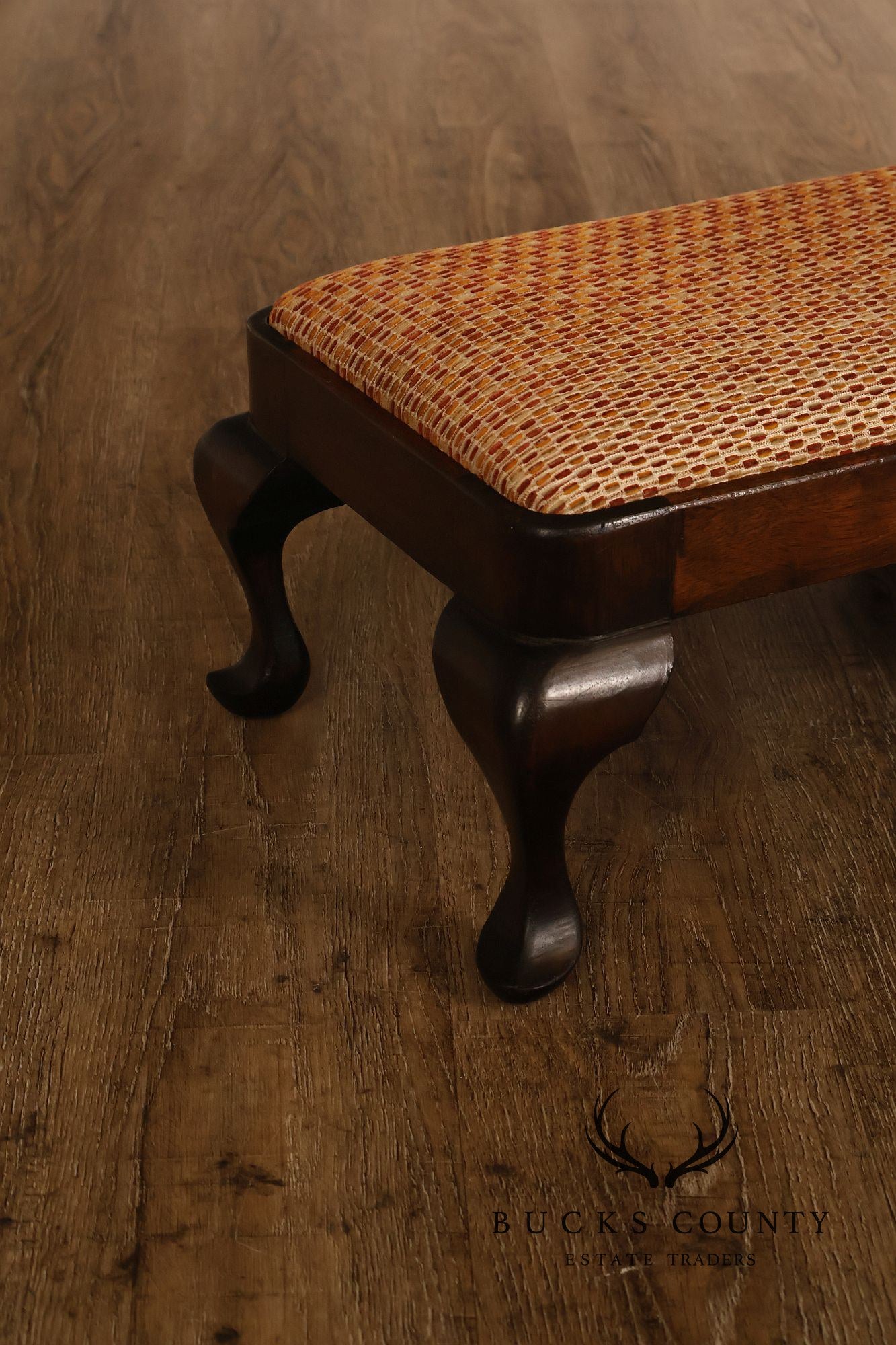 Queen Anne Style Vintage Mahogany Six Leg Footstool