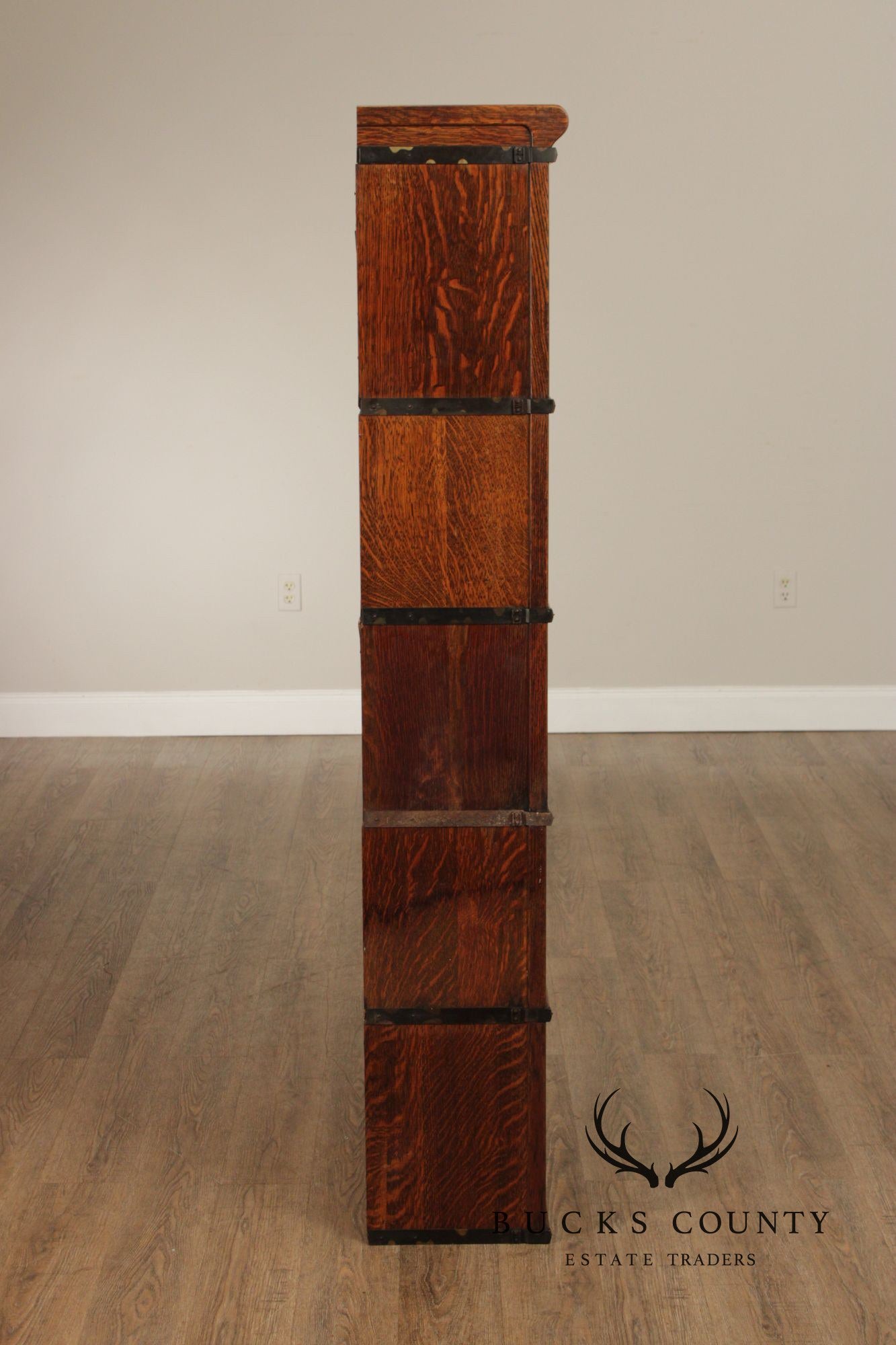 Globe Wernicke Oak Five-Stack Barrister Bookcase