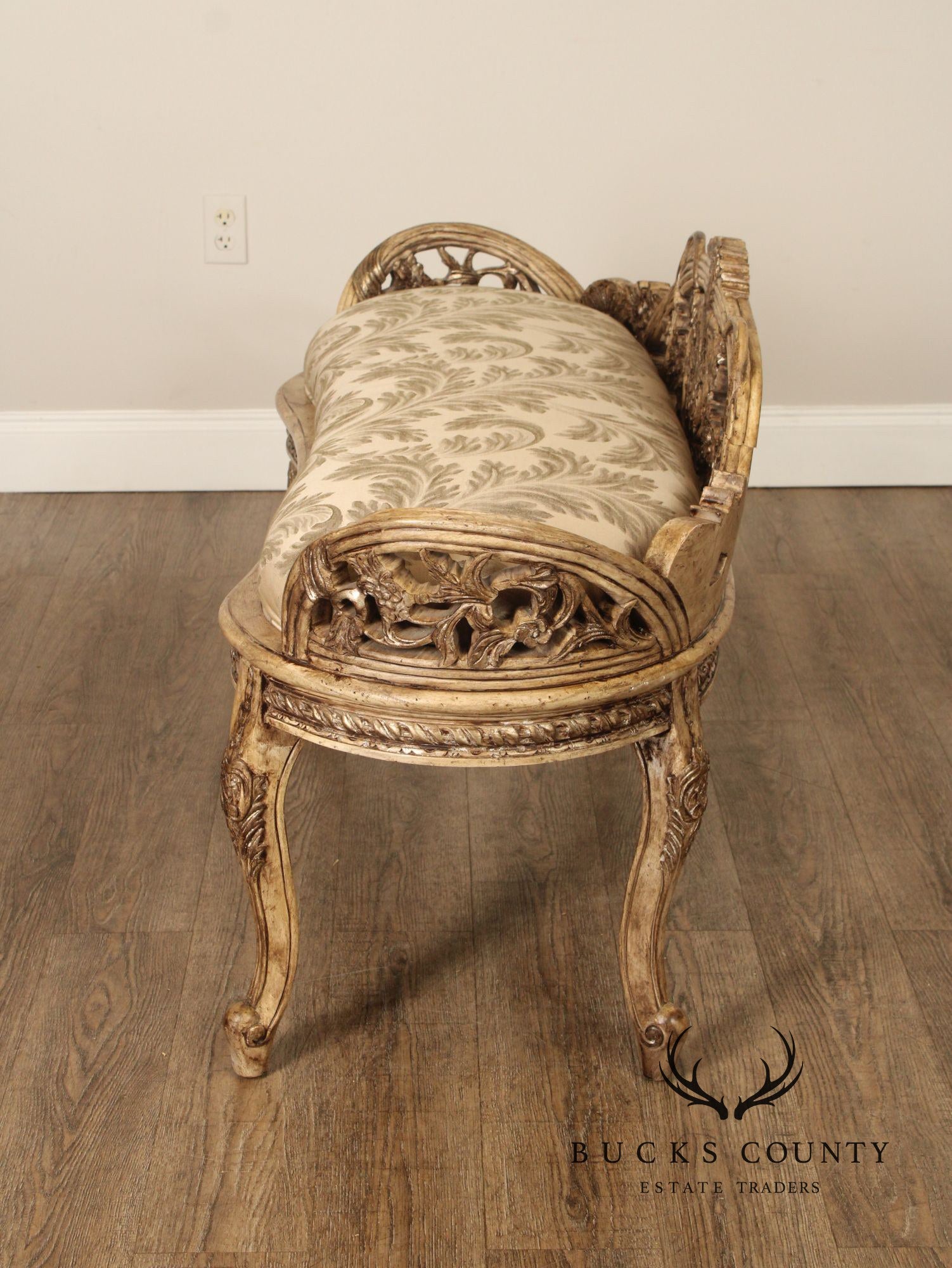 Italian Rococo Style Antiqued Window Bench