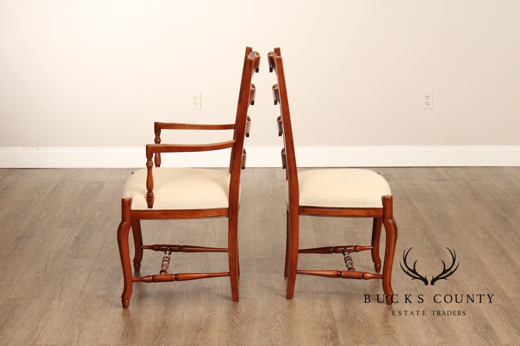 Quality Set Of Eight Italian Ladderback Dining Chairs