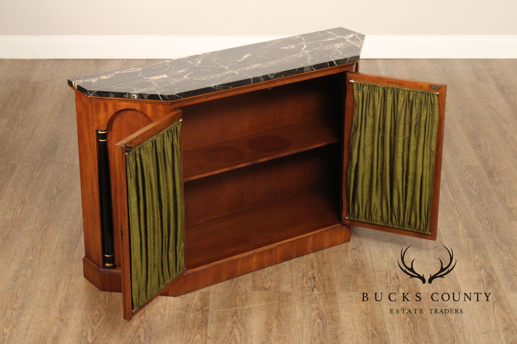 Heritage Vintage Mahogany Empire Style Marble Top Console