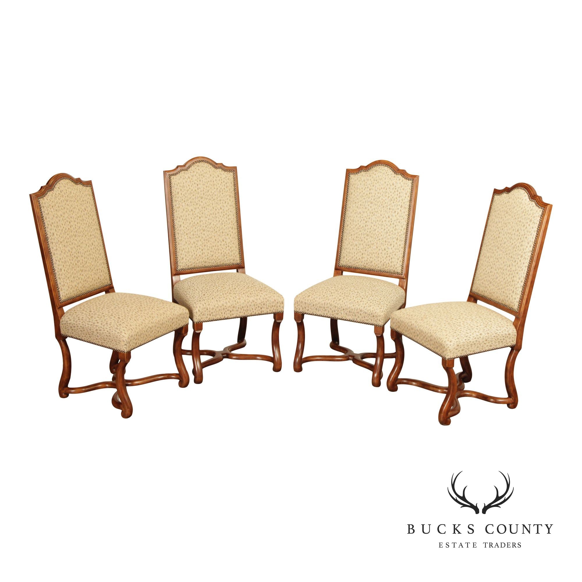 Minton-Spidell Set Of Four Os De Mouton Style 'Dauphine' Walnut Dining Chairs