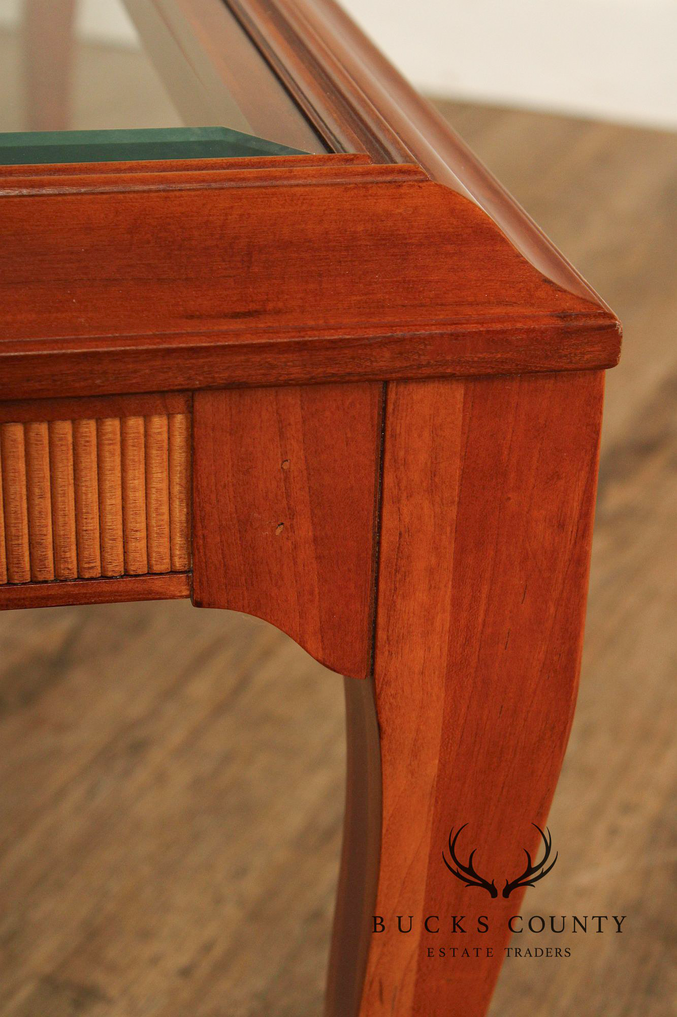 Lane Furniture Glass Top Cherry Coffee Table