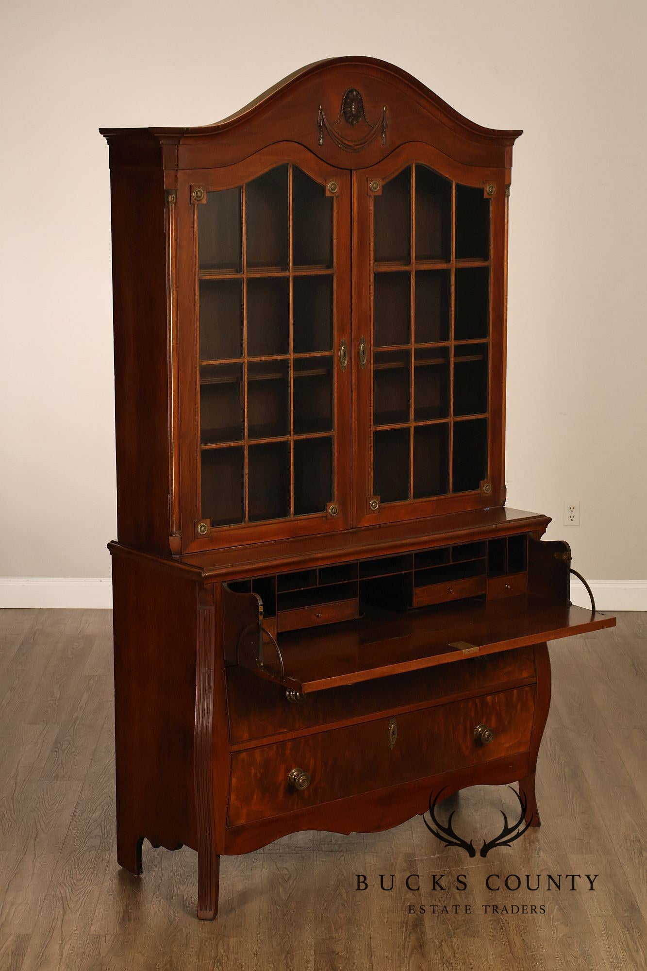 Federal Style Mahogany Secretary Bookcase With Drop Front Desk