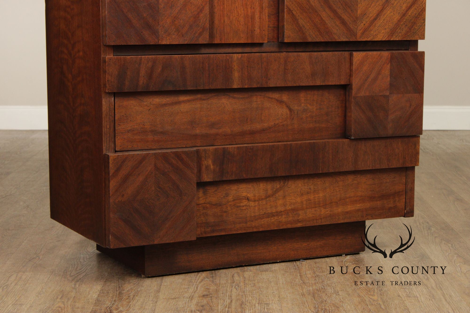 Lane Brutalist Mid Century Walnut High Chest