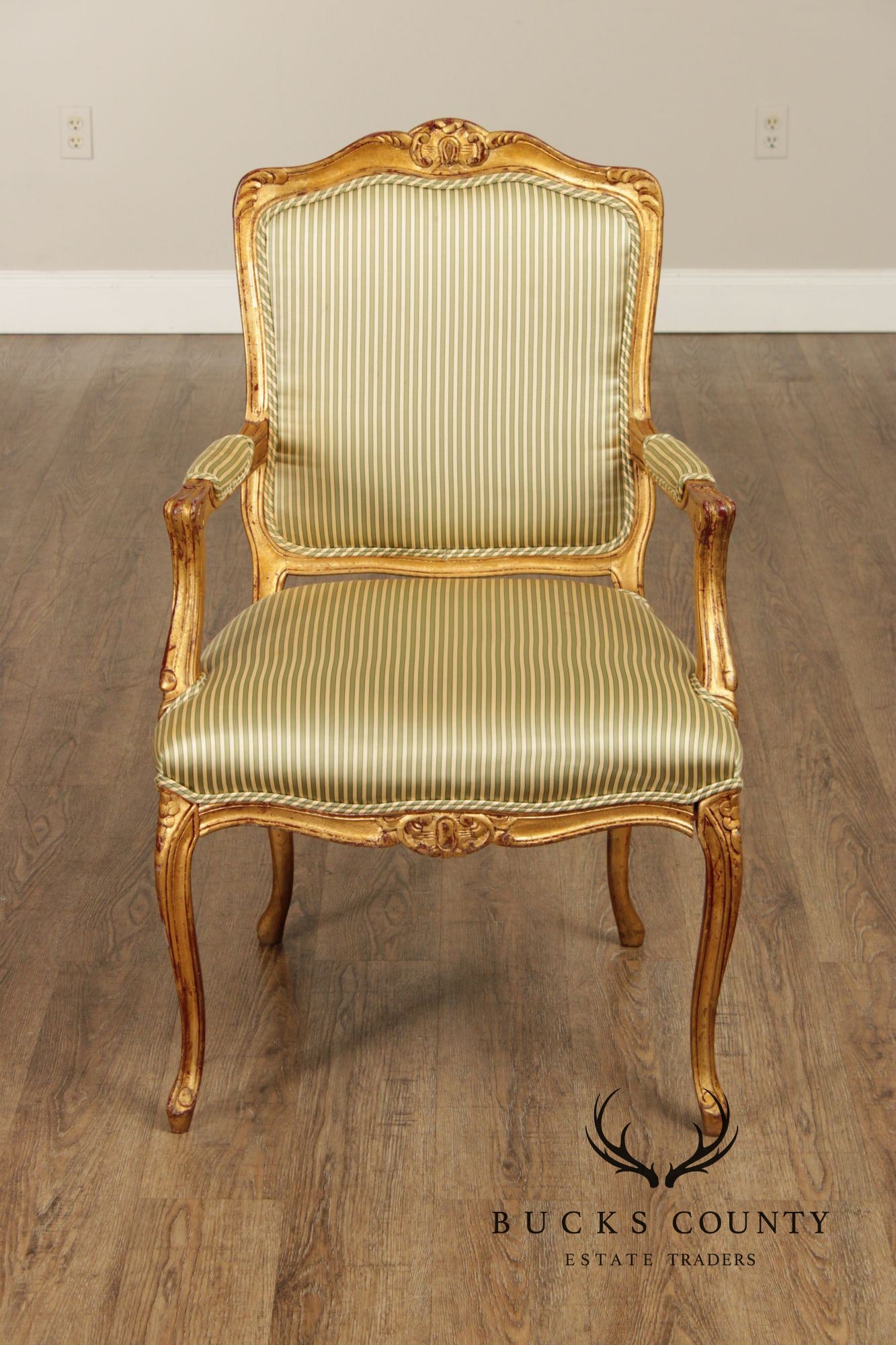 French Louis XV Style Set of Eight Giltwood Dining Armchairs