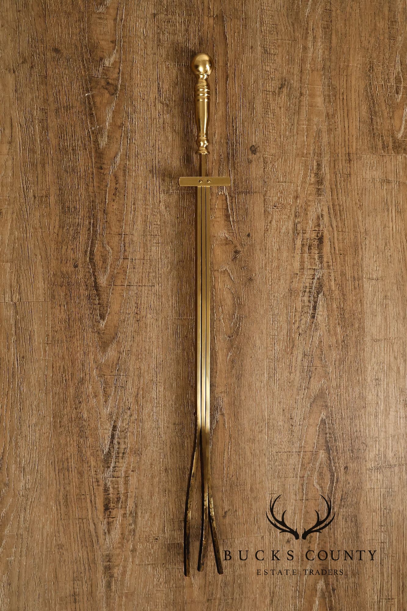 Traditional Brass Five-Piece Fireplace Tool Set