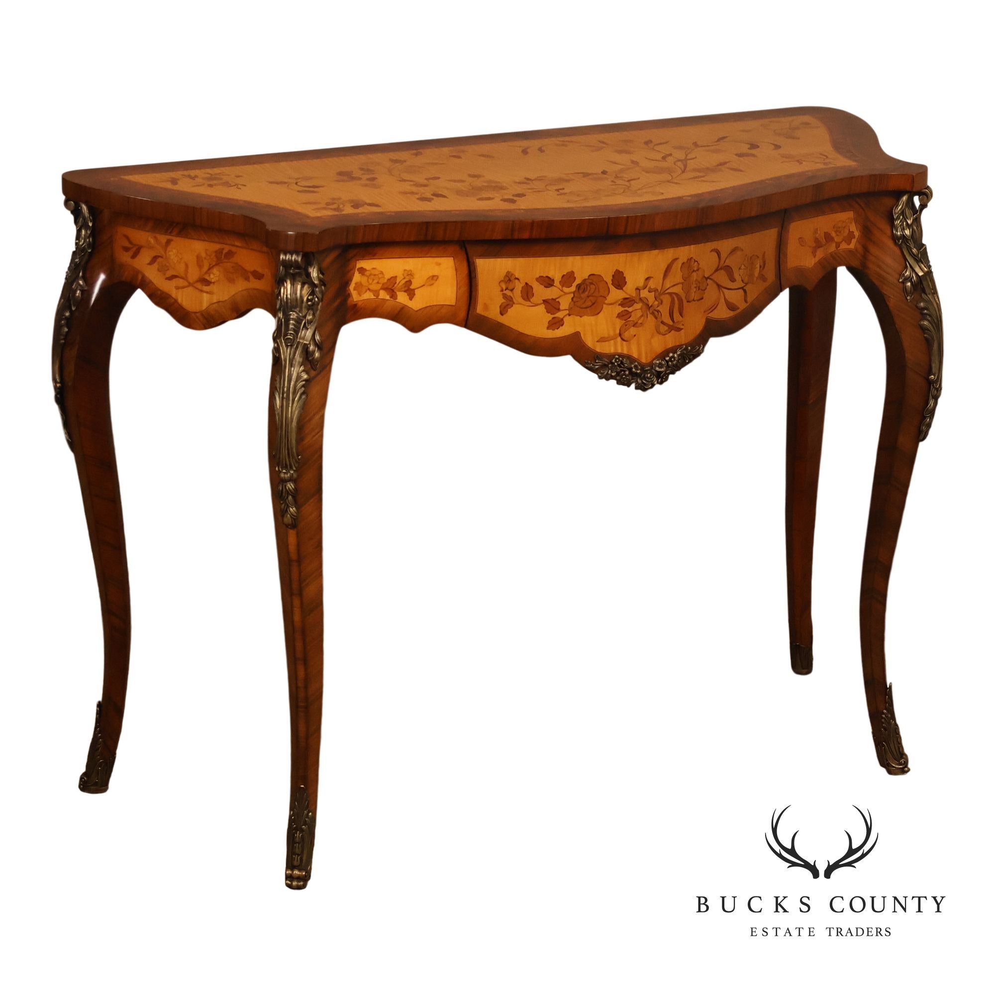 Maitland-Smith French Louis XV Style Inlaid Console Table
