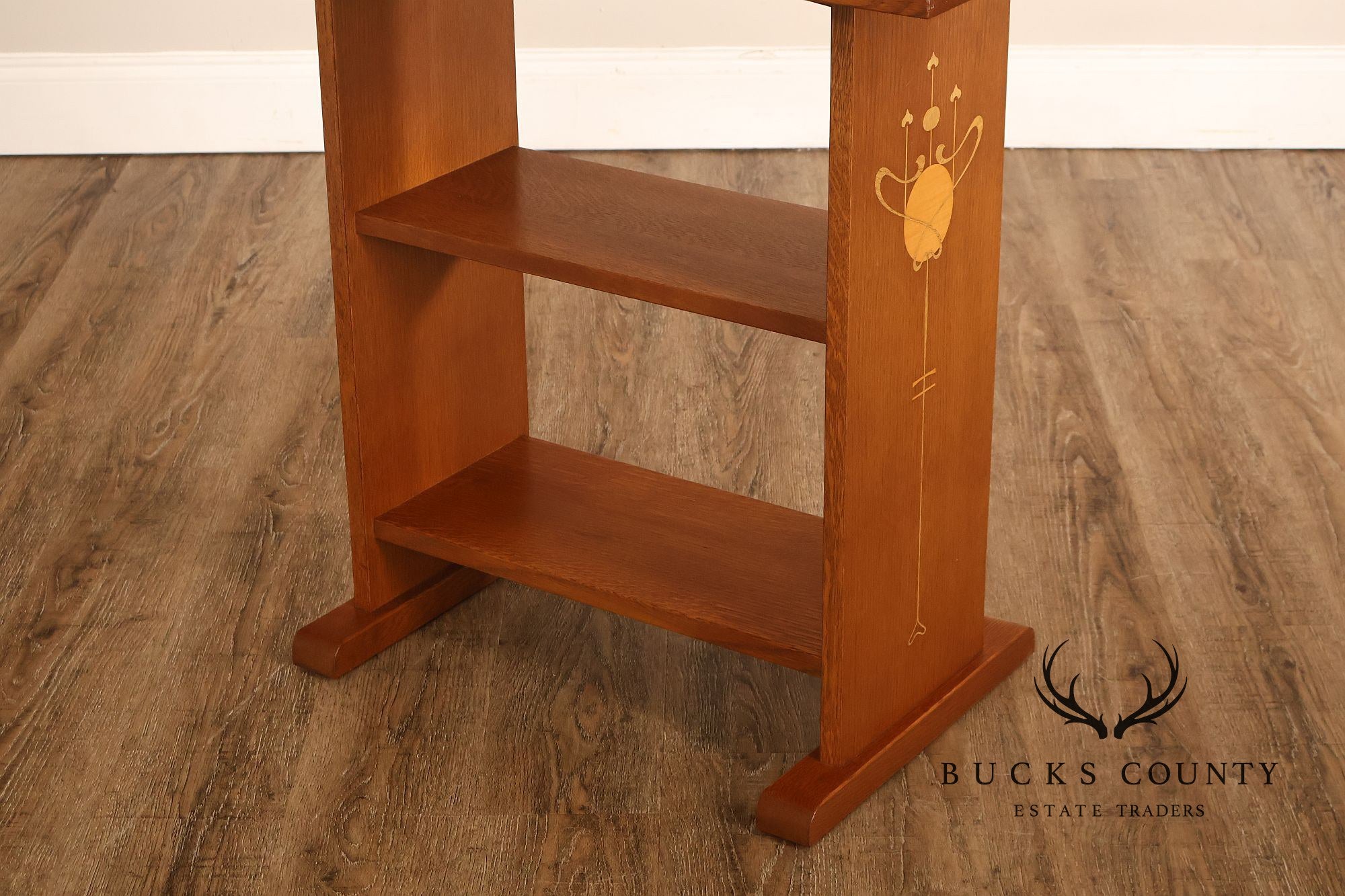 Stickley Mission Collection Harvey Ellis Inlaid Oak Tiered Occasional Table