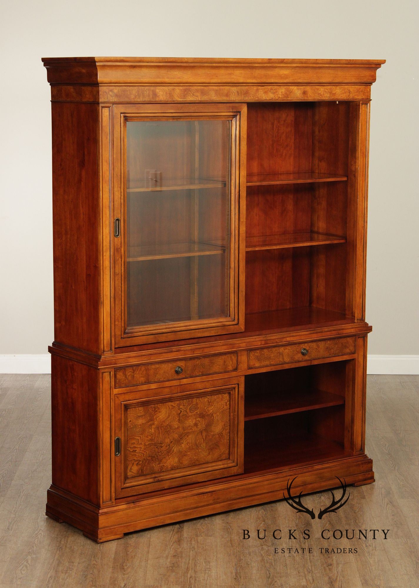 Ethan Allen 'Townhouse' Burlwood Bookcase China Display Cabinet