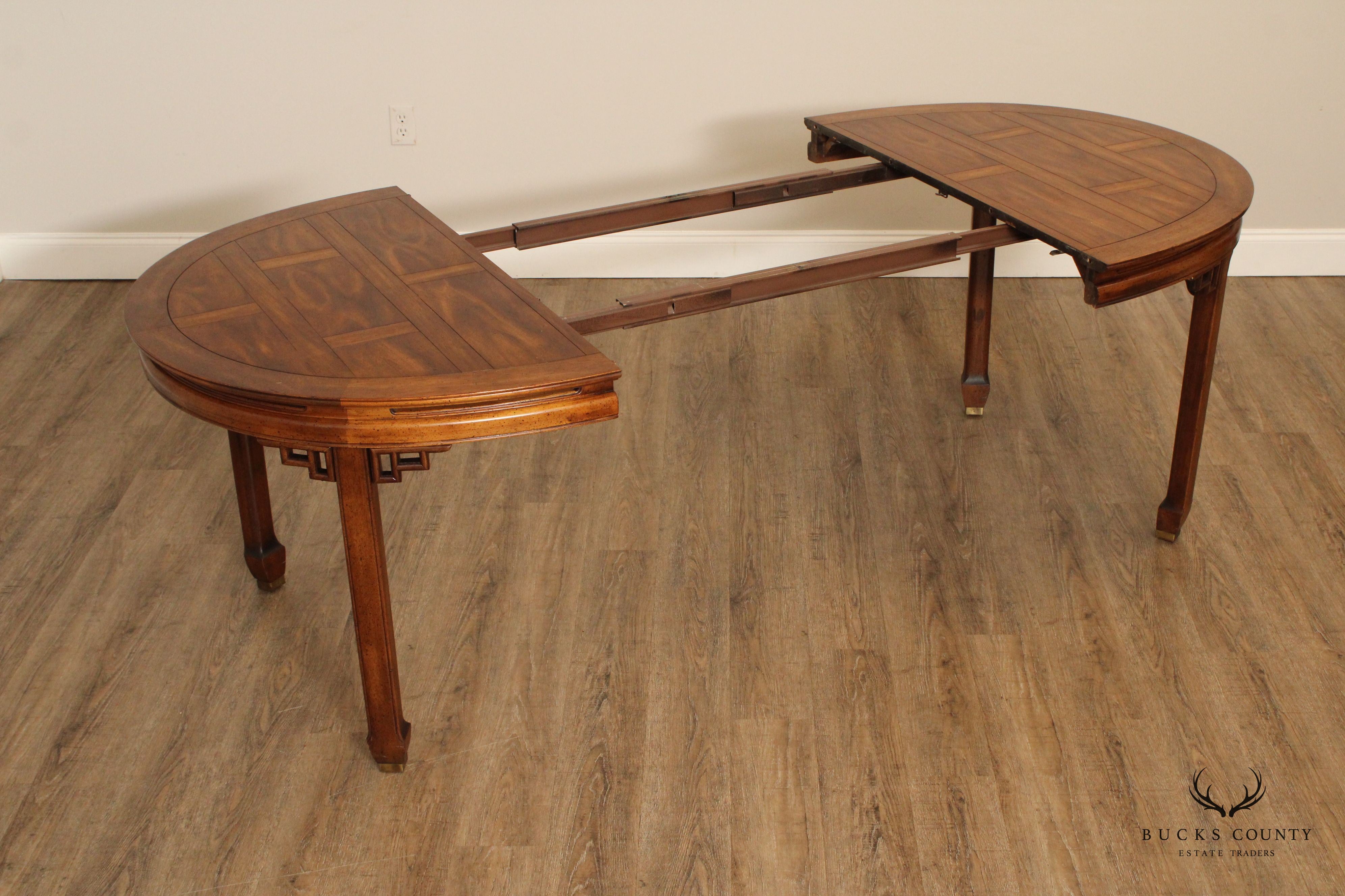 Asian Style Oval Mahogany Extendable Dining Table