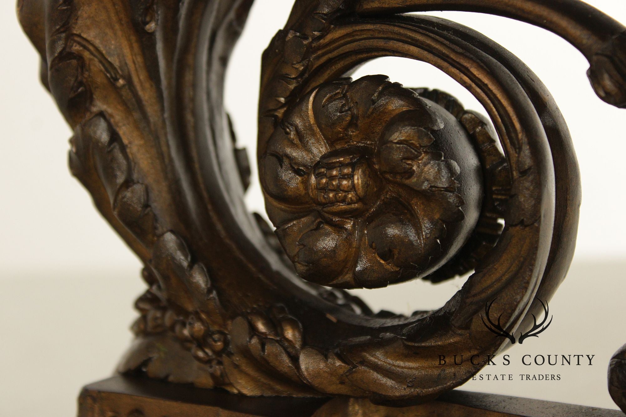 French Louis XV Style Antique Bronze Pair of Cherub Andirons