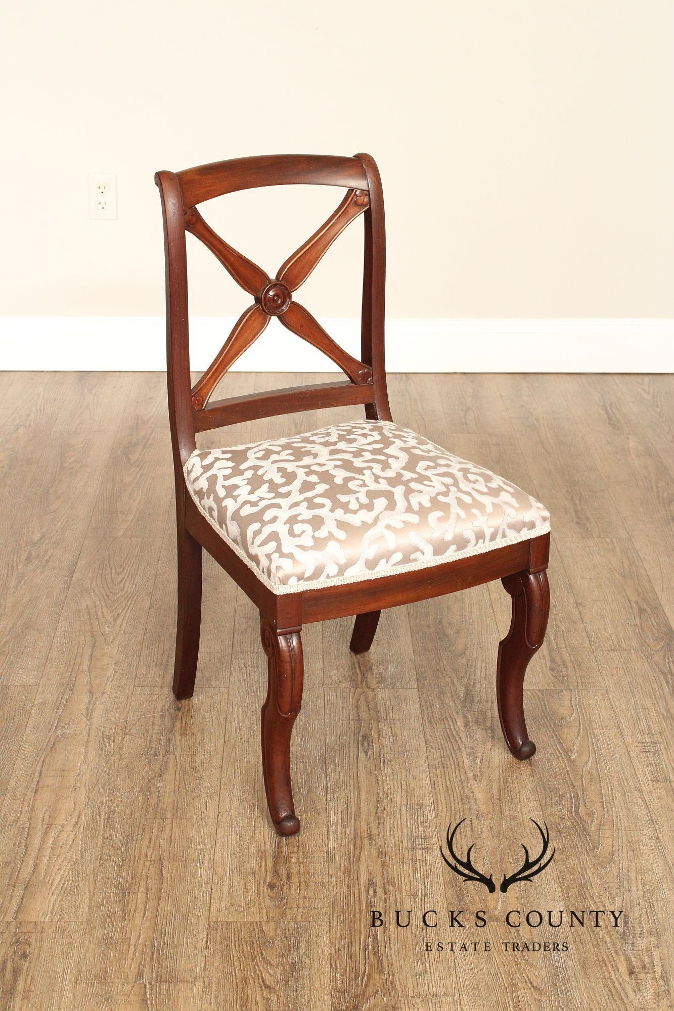 Antique Set of 4 Classical French Empire Mahogany Dining Chairs