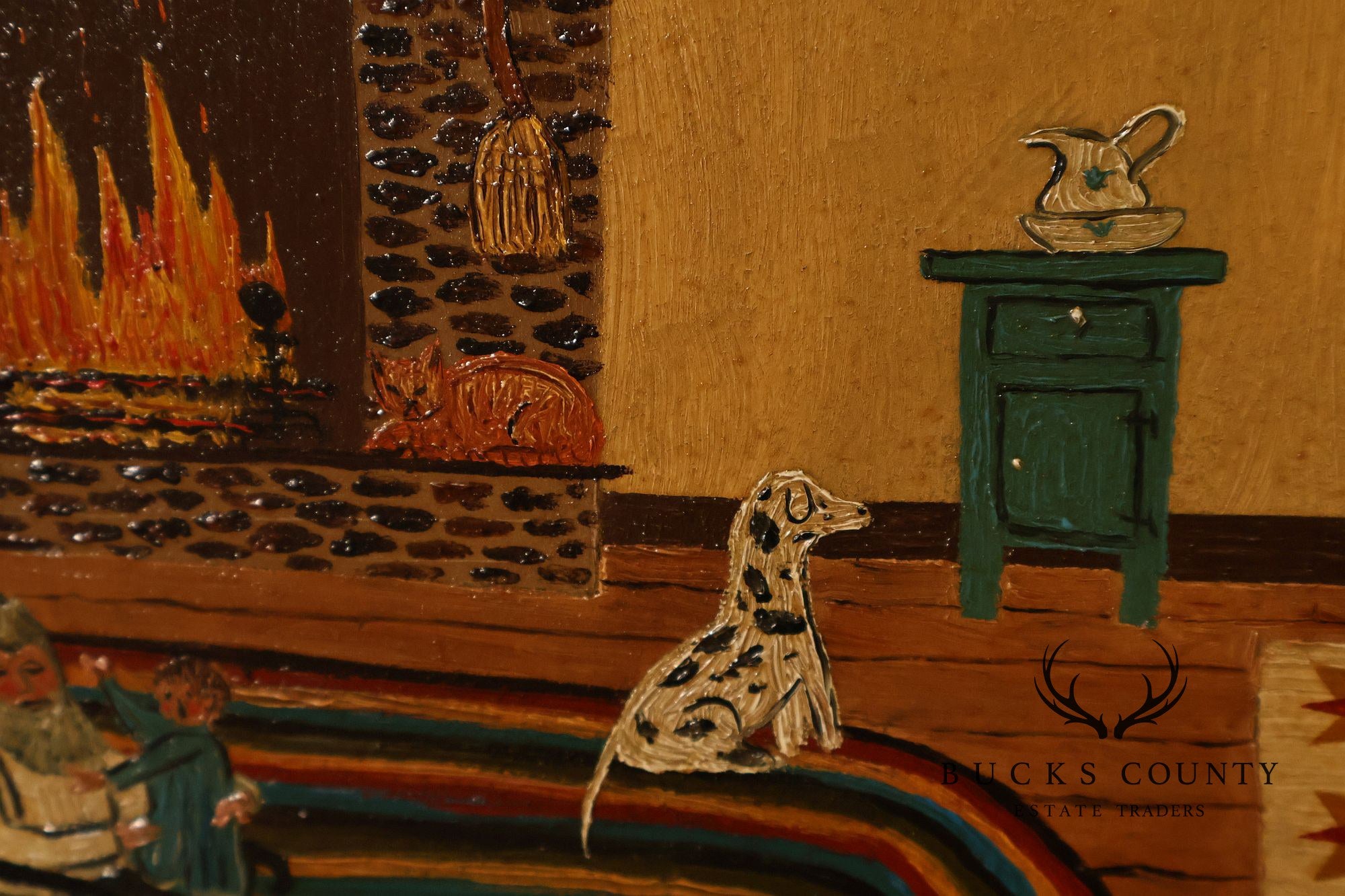 Nadine Hake Buck Folk Art Painting, Home Scene