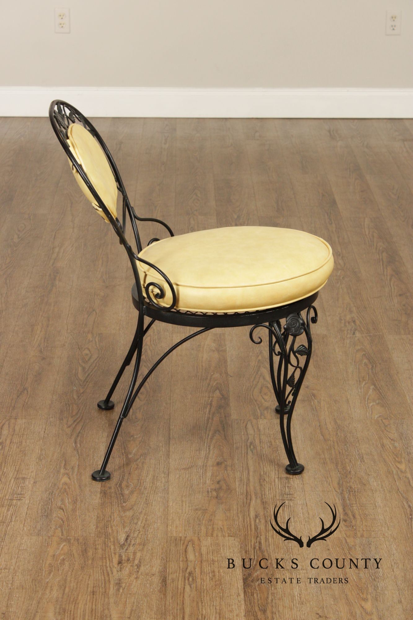 Woodard 'Chantilly Rose' Vintage Set of Four Wrought Iron Dining Chairs
