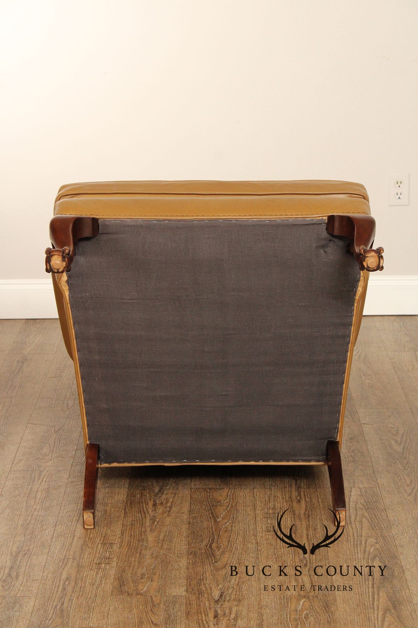 Dapha Chippendale Style Leather Wingback Chair and Ottoman