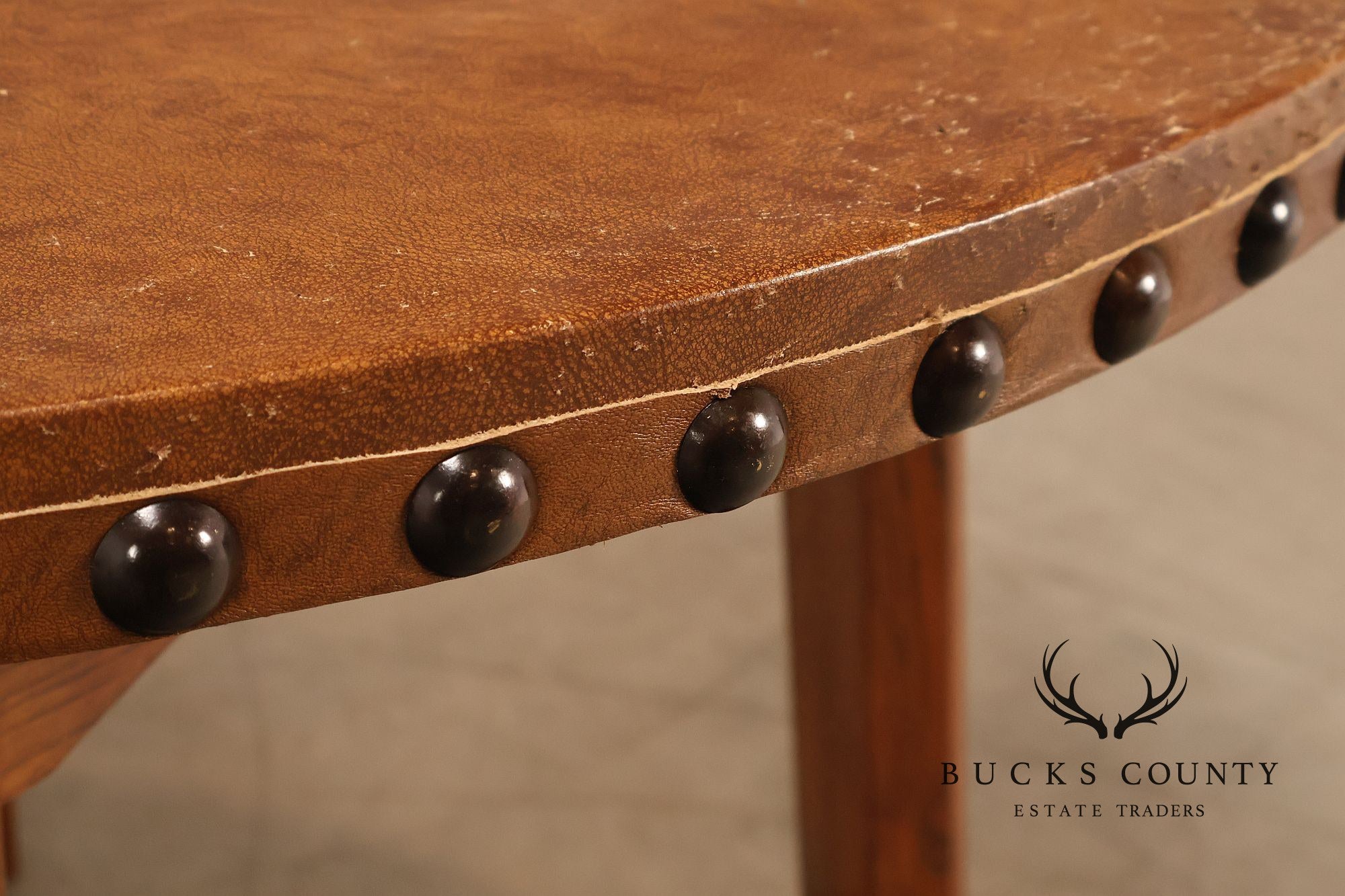 Stickley Commemorative Leather-Top Round Oak Library Table