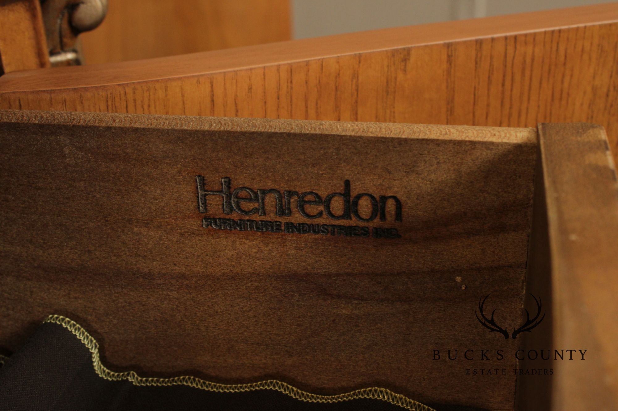 Henredon Burl Wood Marble Top Sideboard Buffet Cabinet