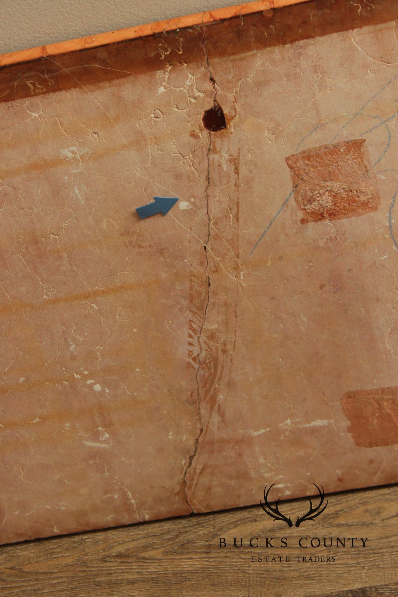 Antique German Renaissance Revival Carved Oak Marble Top Cabinet