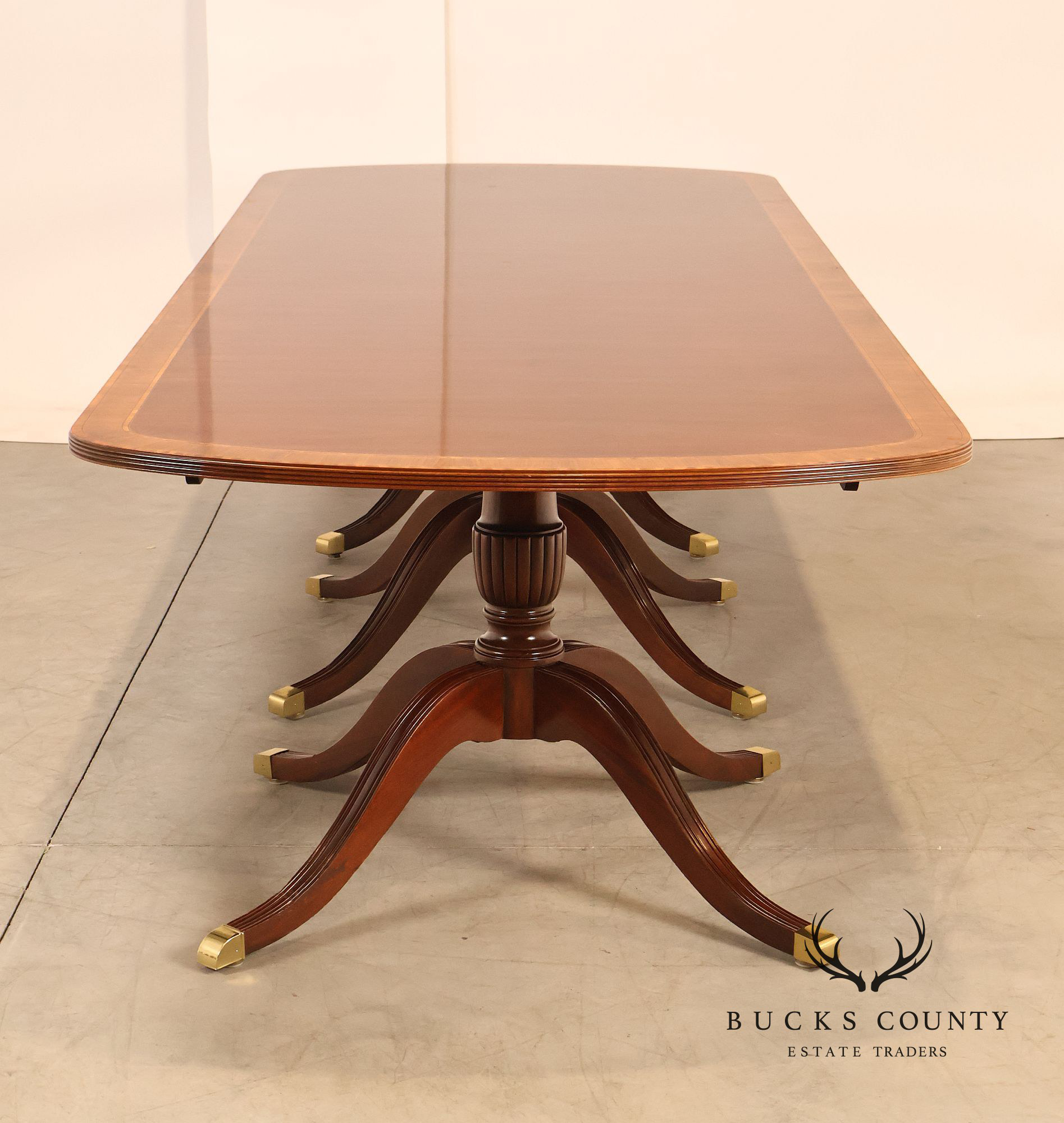 Councill Regency Style Triple Pedestal Mahogany 12' Dining Table
