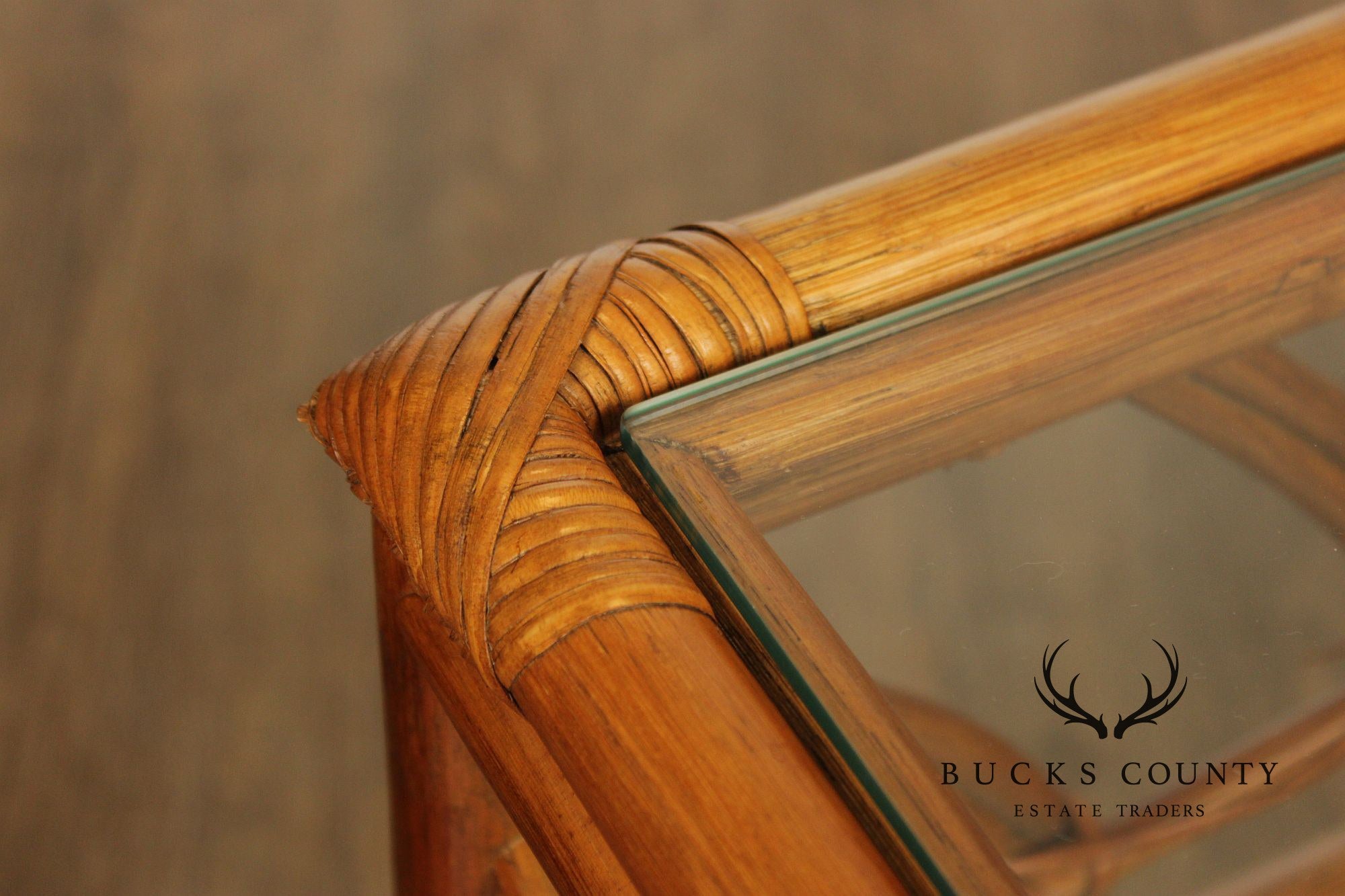 South Sea Rattan 'New Kauai' Glass Top Side Table