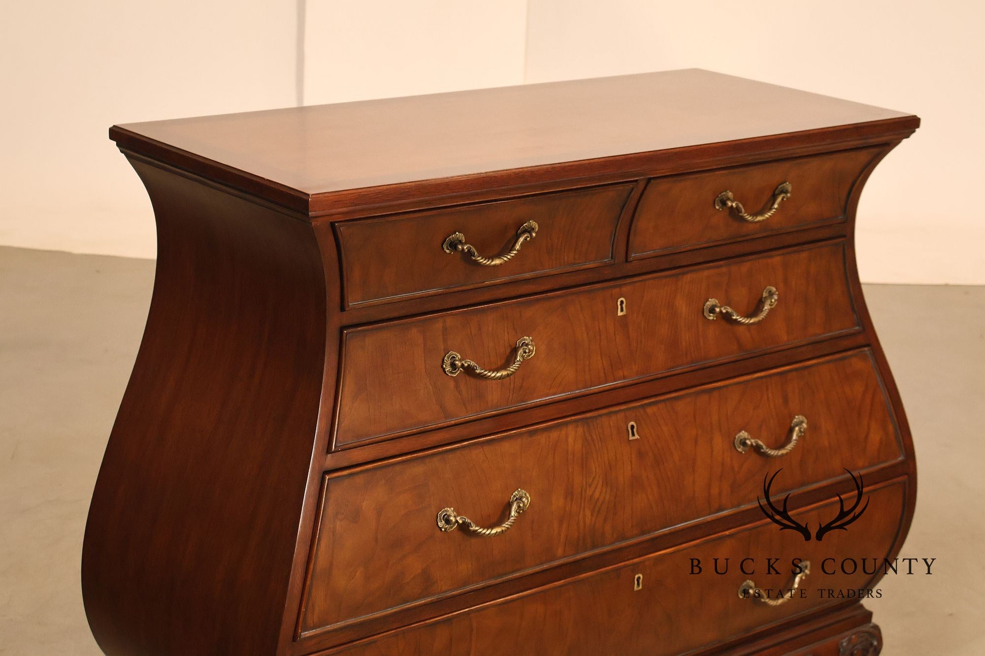 Ethan Allen Townhouse Collection Burlwood Bombe Chest