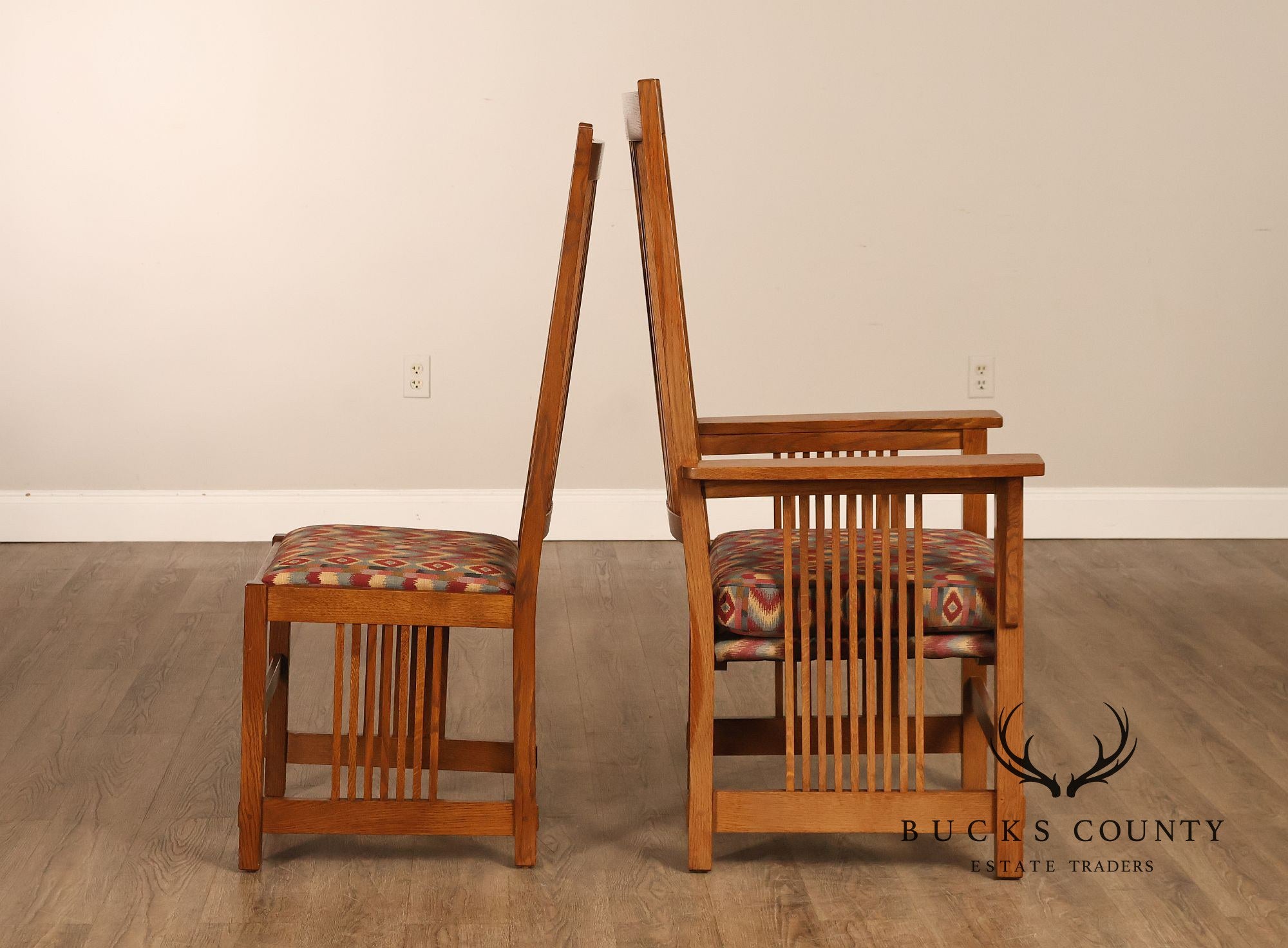 Stickley Mission Collection Set Of Six Oak High Back Spindle Dining Chairs