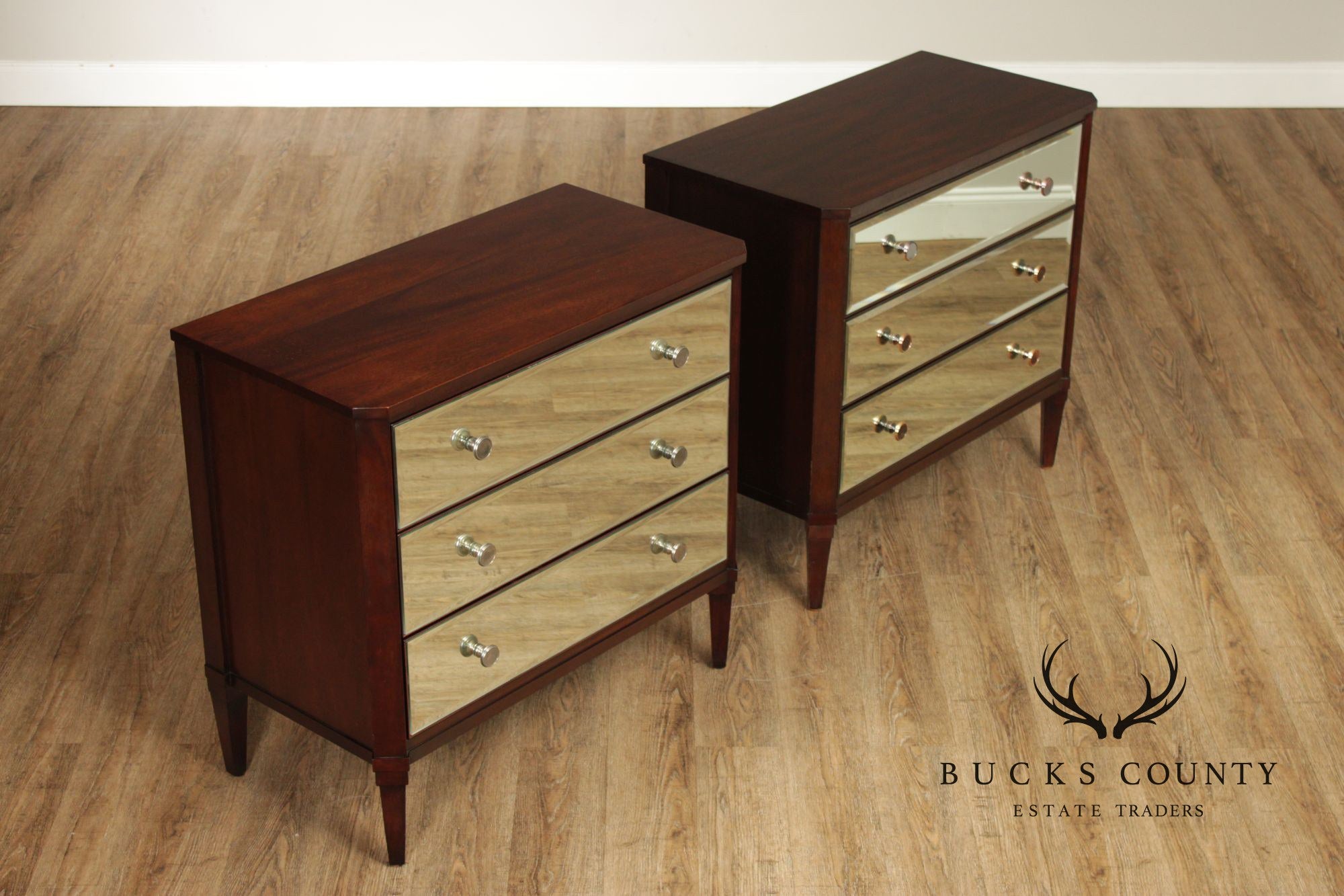 Ethan Allen Hollywood Regency Style Pair of Mirrored Chests