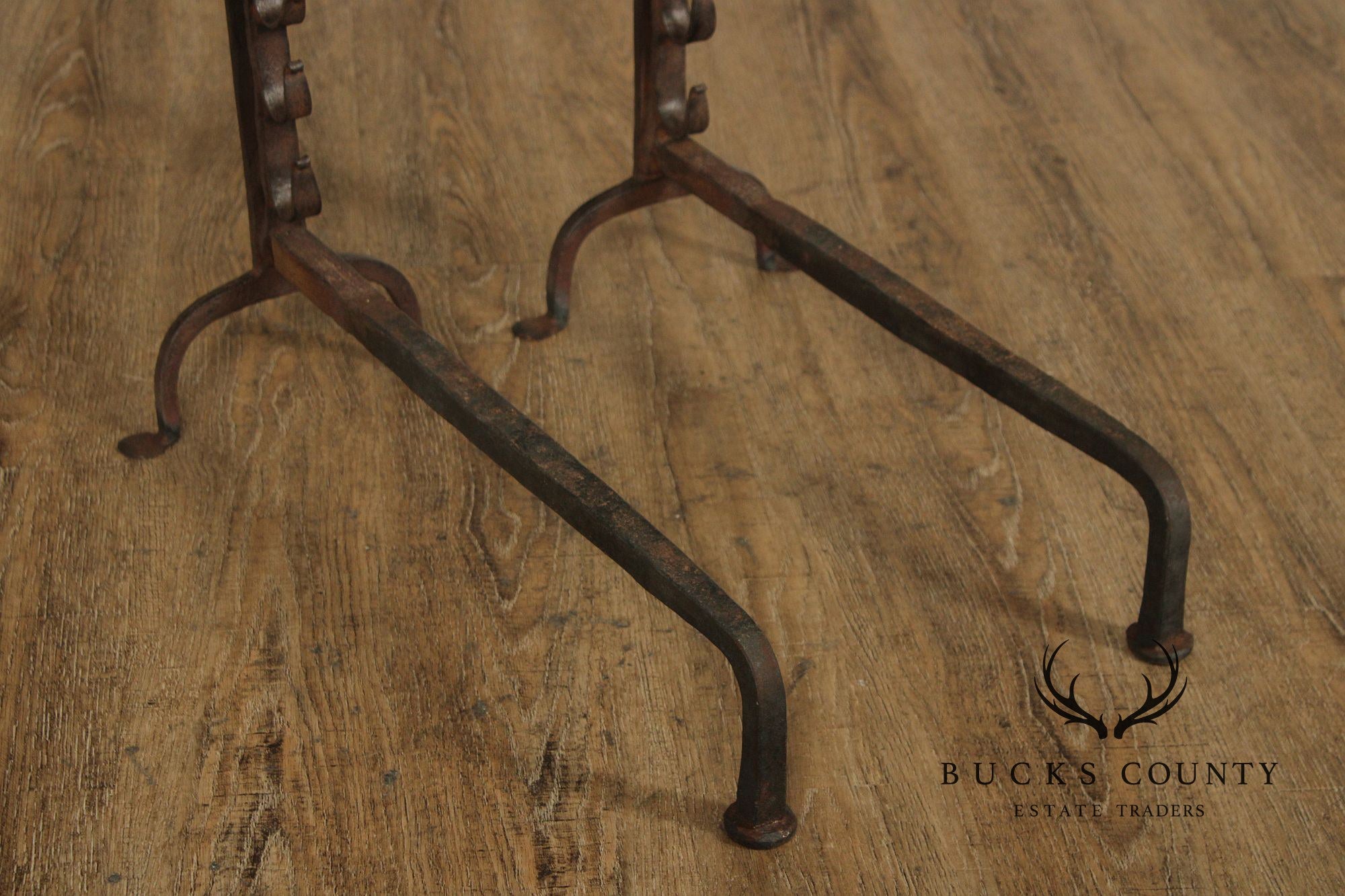 Antique Pair of Fireplace Hand Forged Andirons