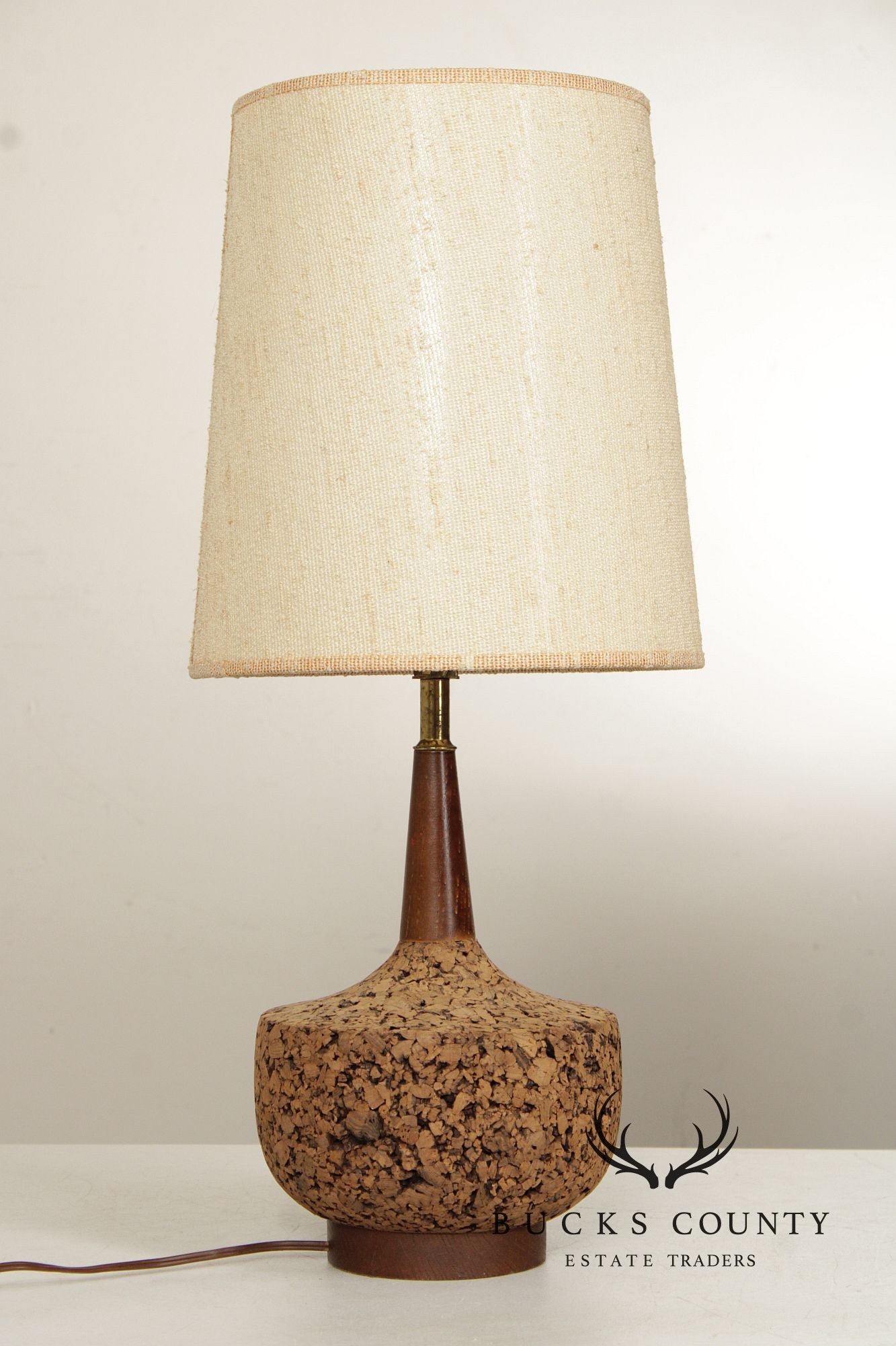 Mid Century Modern Cork Table Lamp