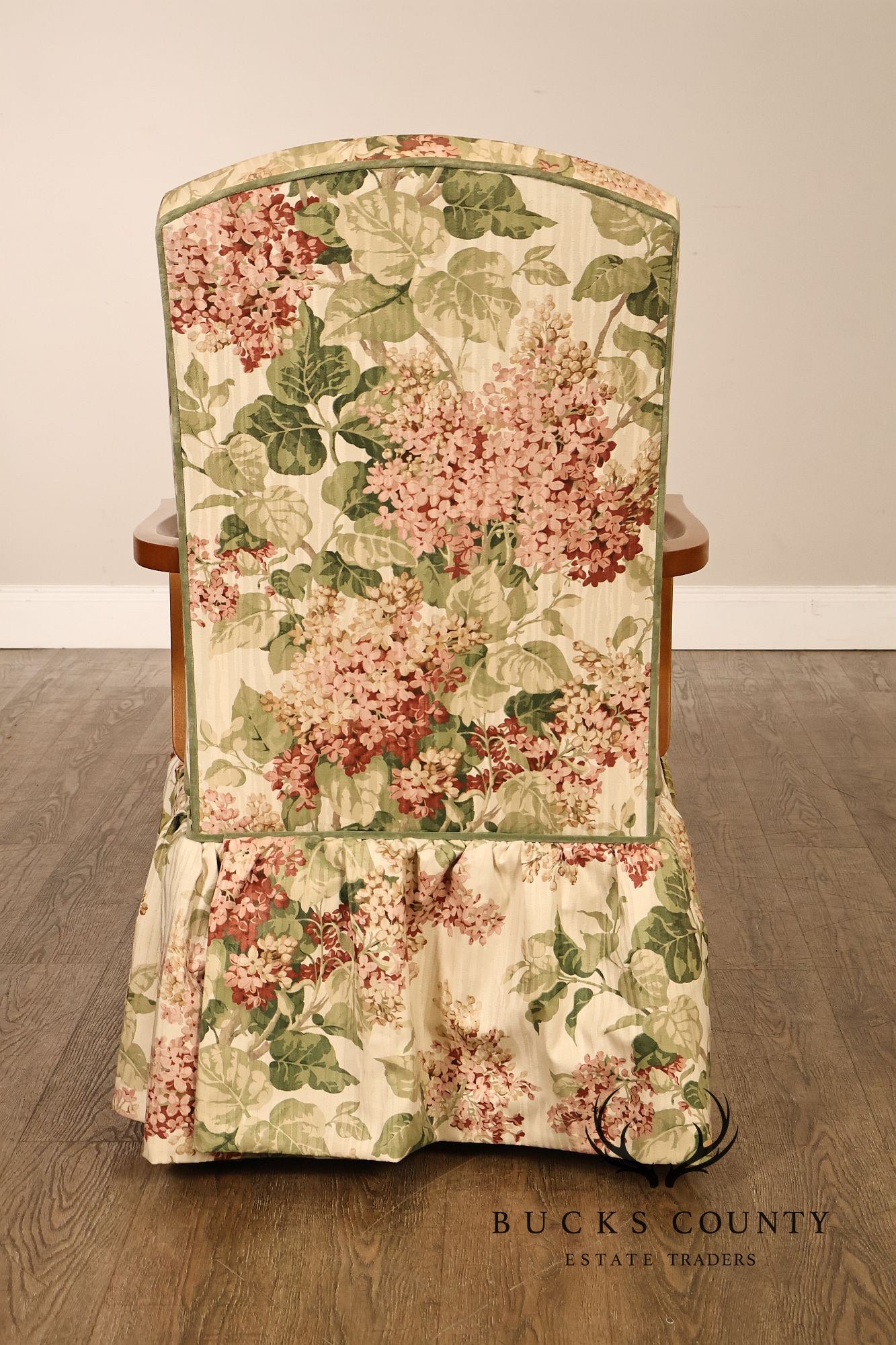 Ethan Allen Pair Of Floral Upholstered Skirted Armchairs