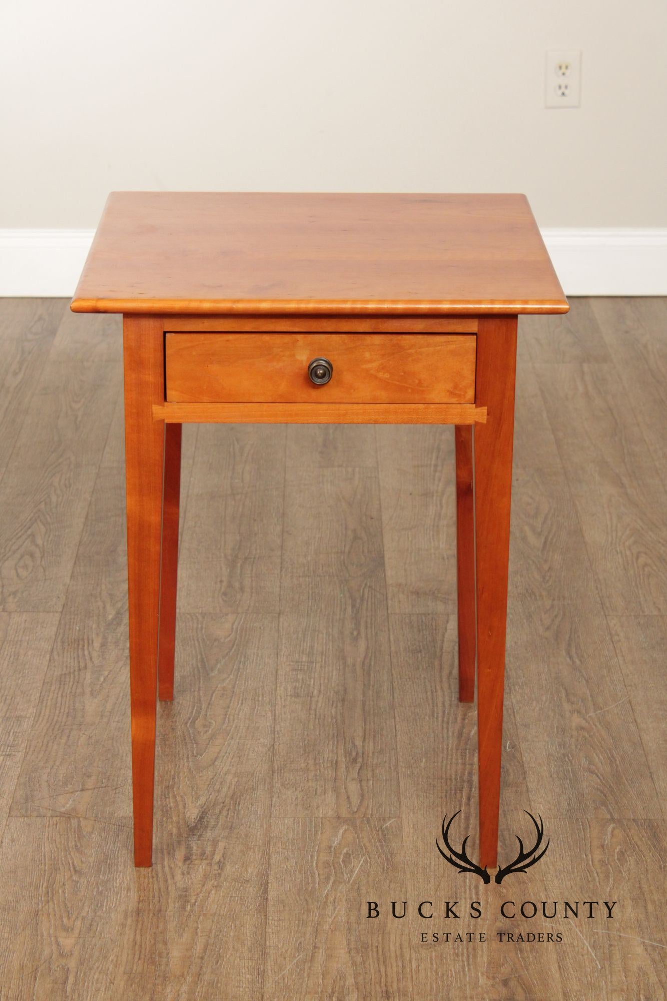 Hepplewhite Style Custom Crafted Pair of Cherry One Drawer Work Stands