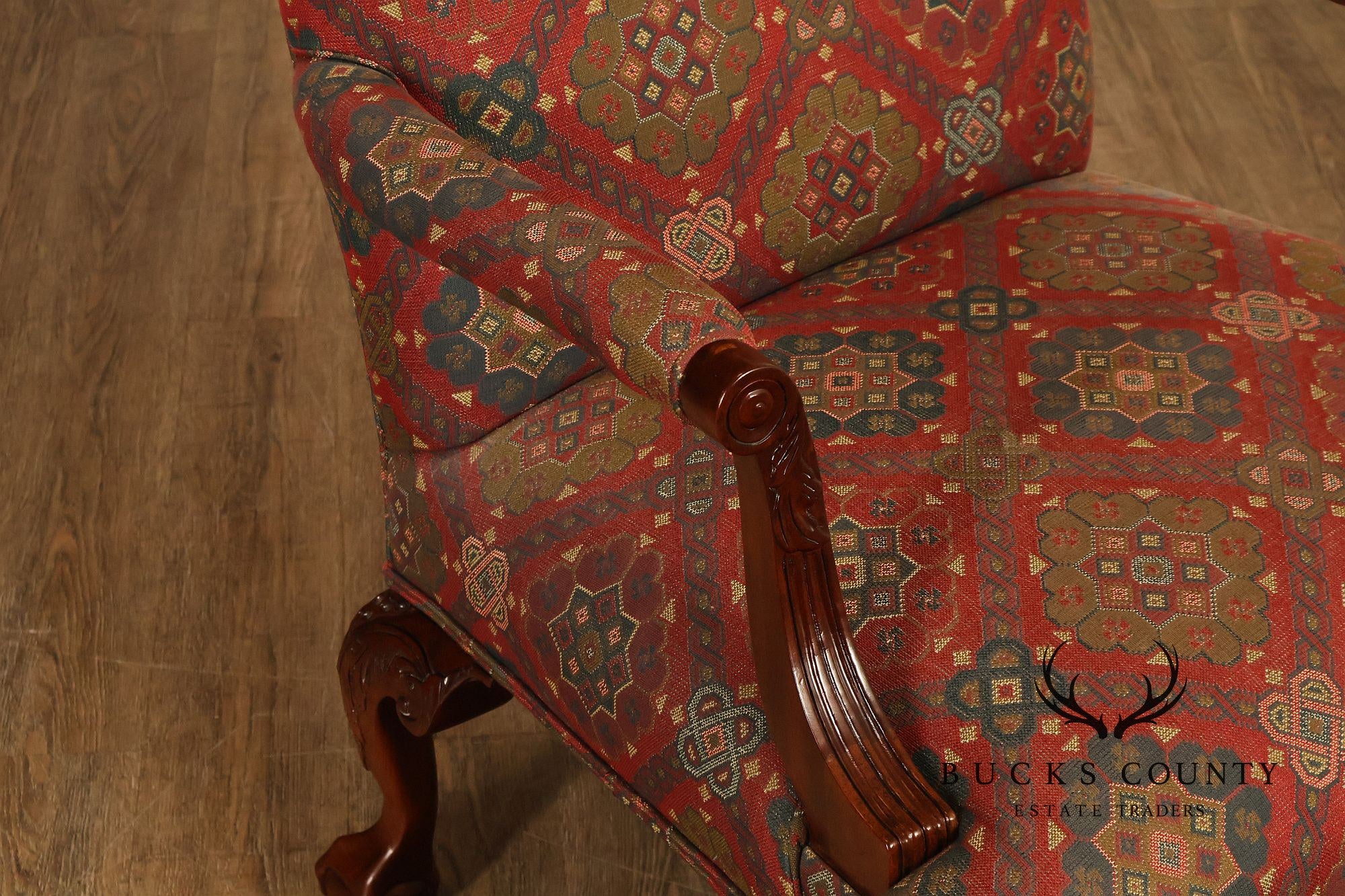 Henredon Chippendale Style Mahogany Library Armchair