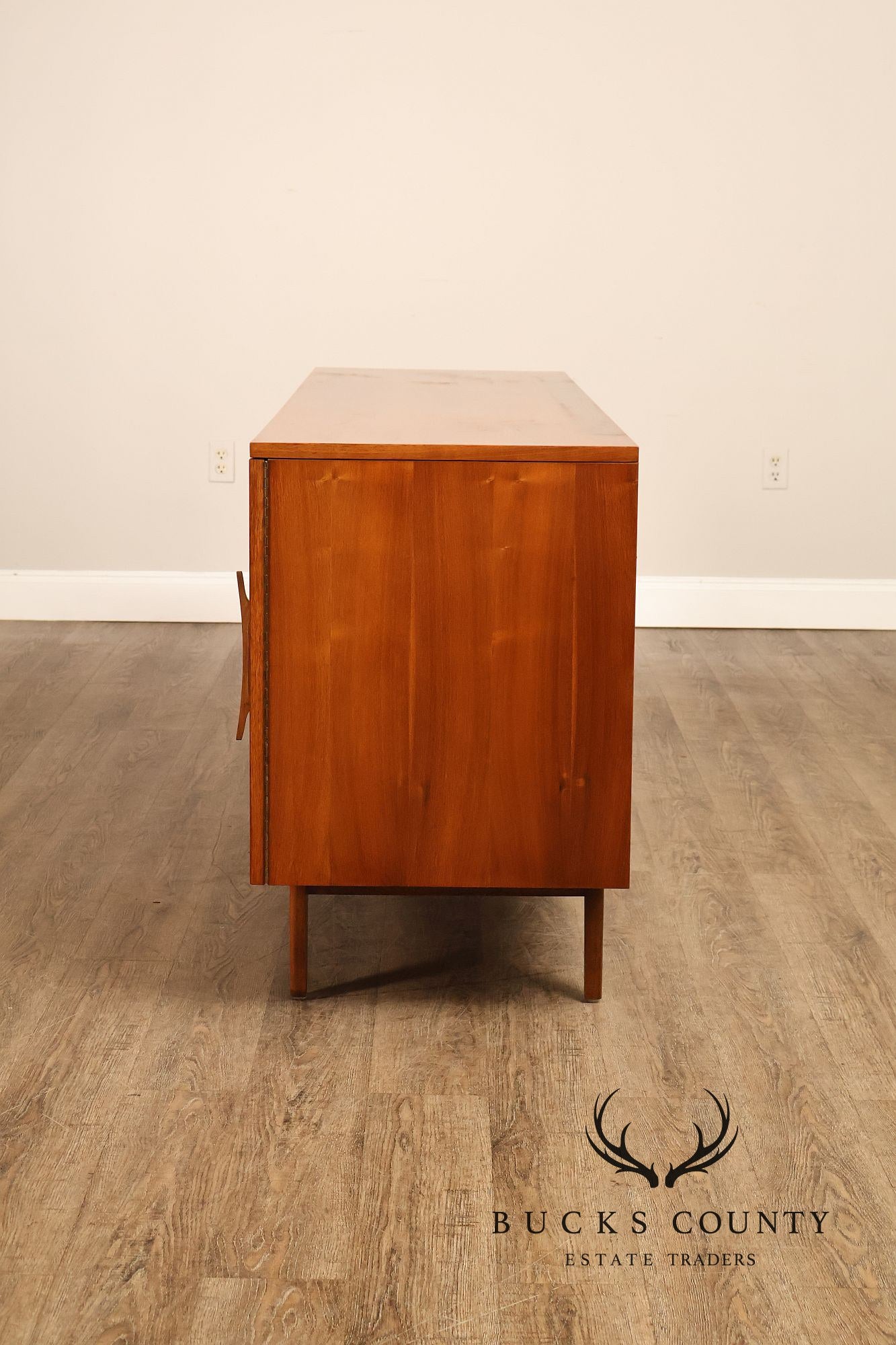Mid Century Modern Sculpted Walnut Long Dresser