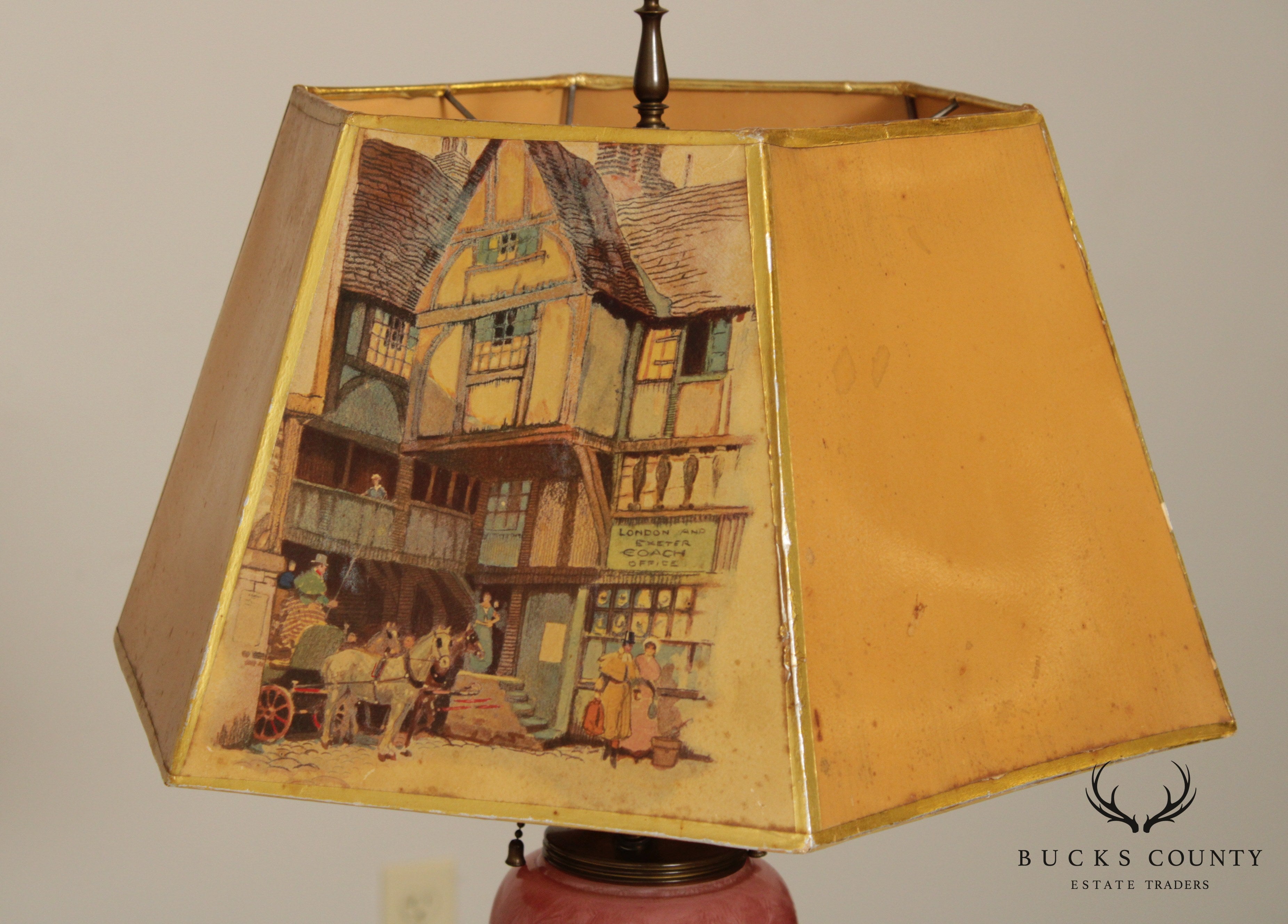 Vintage Art Glass Lamp with English Clyde Cole Shade