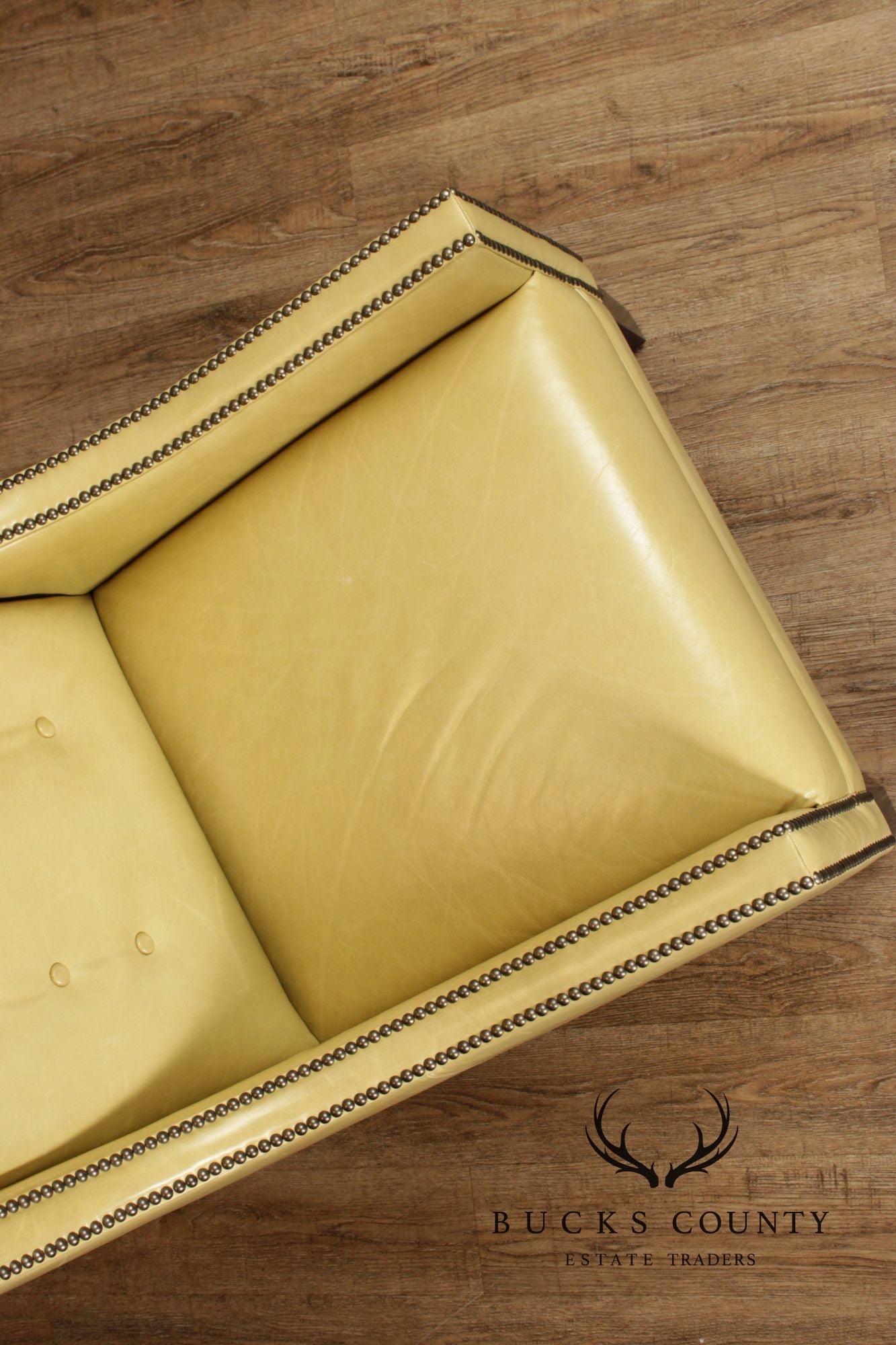 Pair Of Contemporary Style Yellow Leather Lounge Chairs