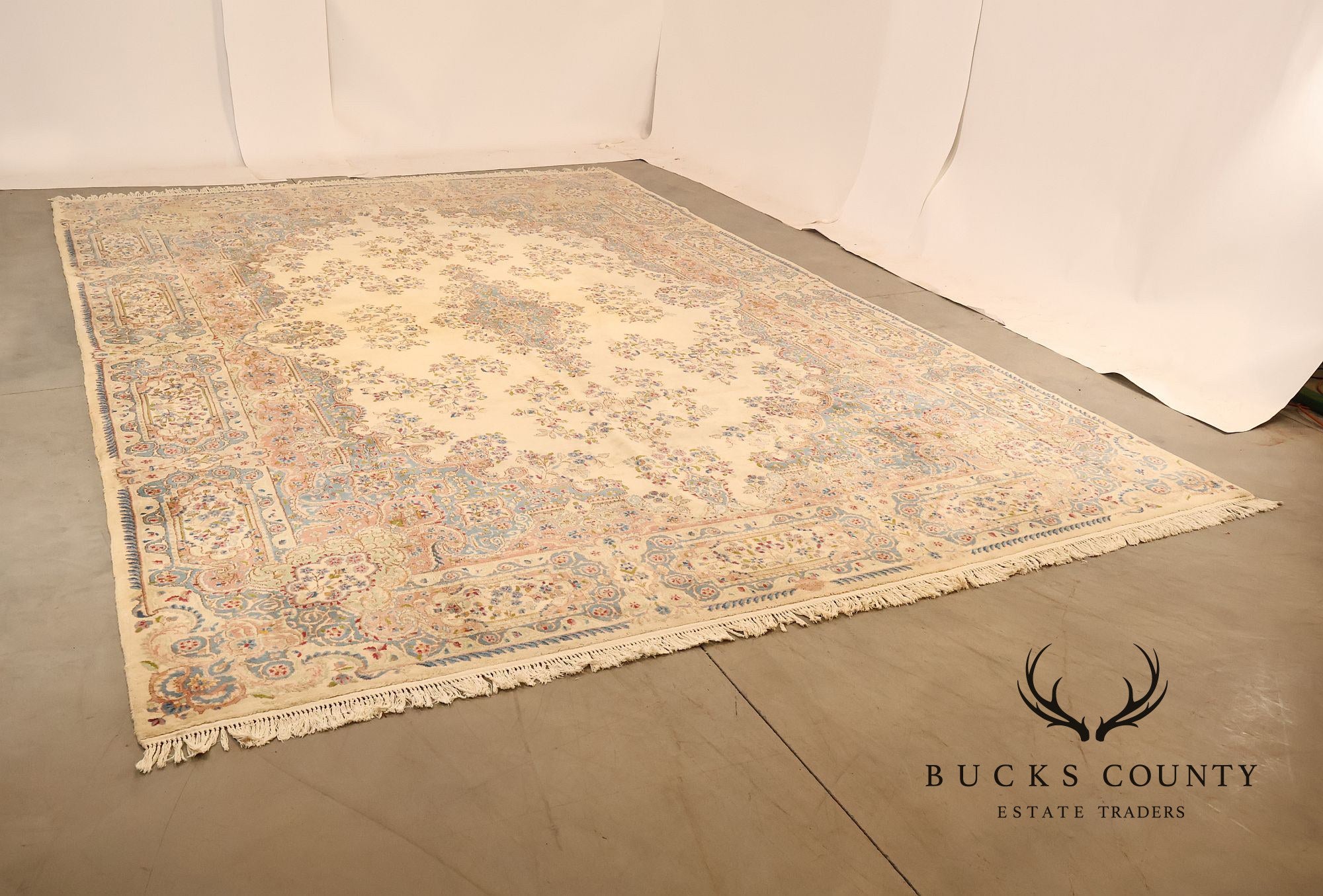 Kirmin Pattern Large Hand Tied 11' x 18' Fringed Area Rug