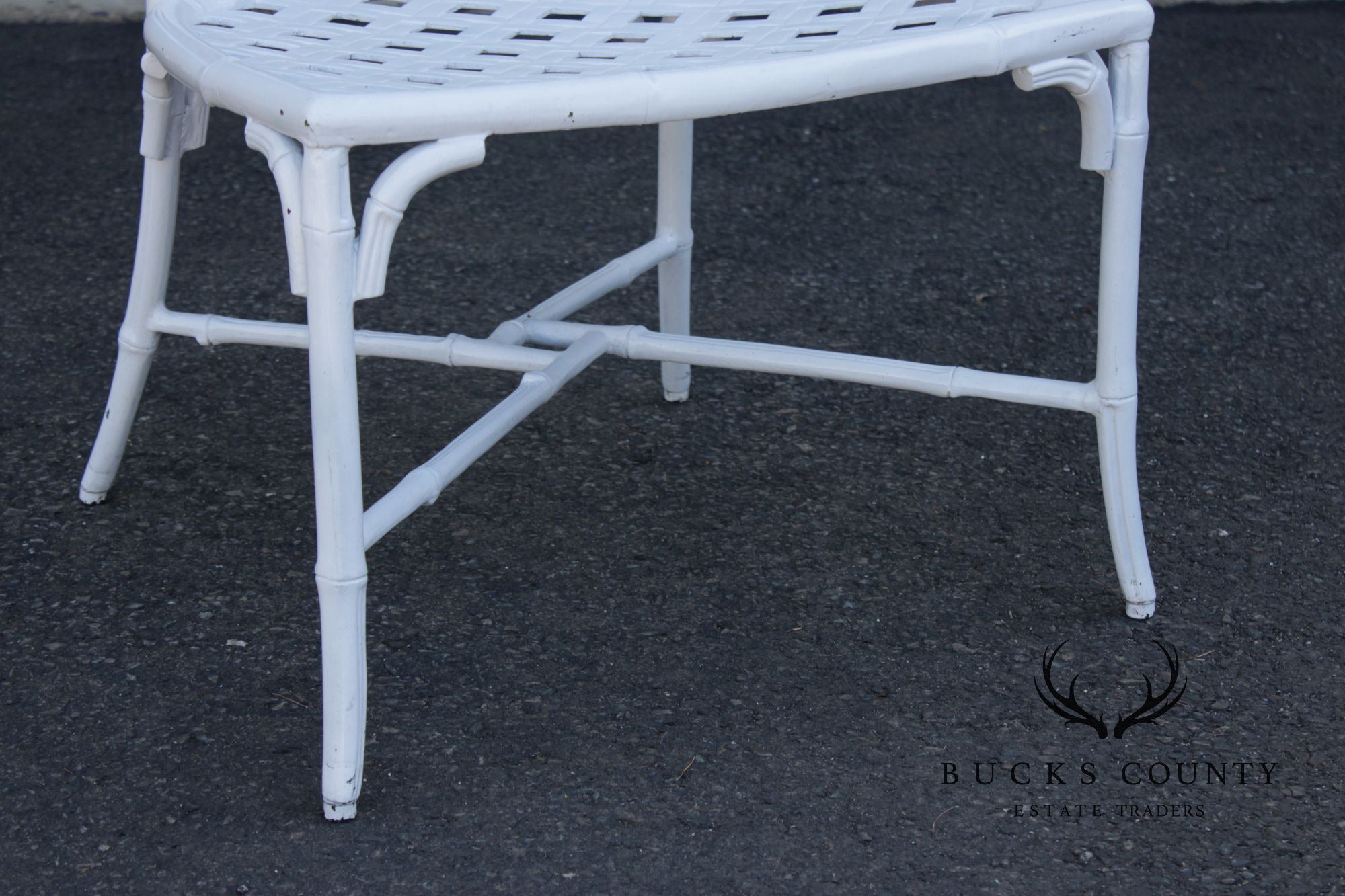 Faux Bamboo Vintage Set Of Four Cast Aluminum Patio Garden Dining Chairs