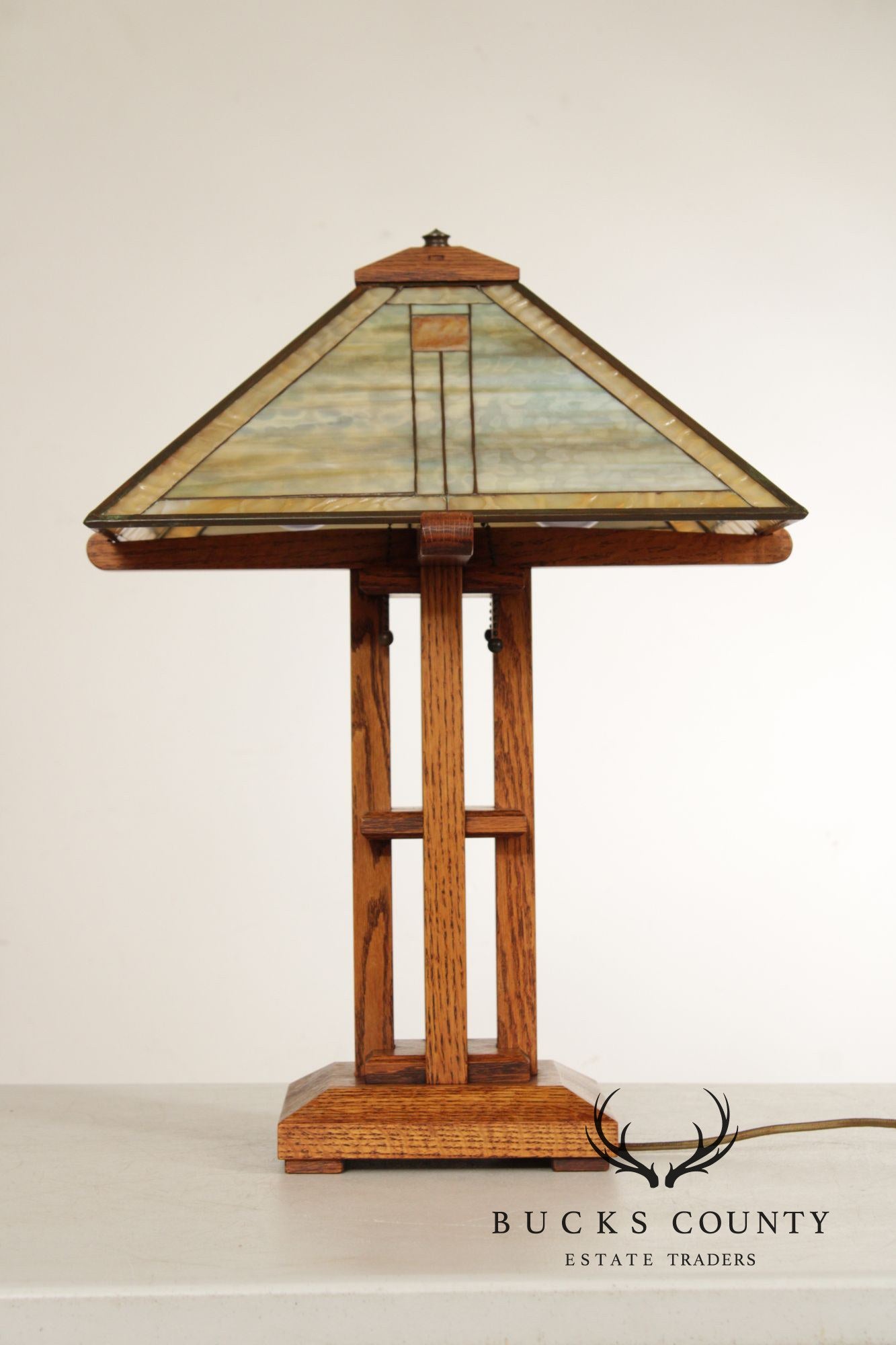 Aurora Studios Arts & Crafts Prairie Style Leaded Glass Table Lamp