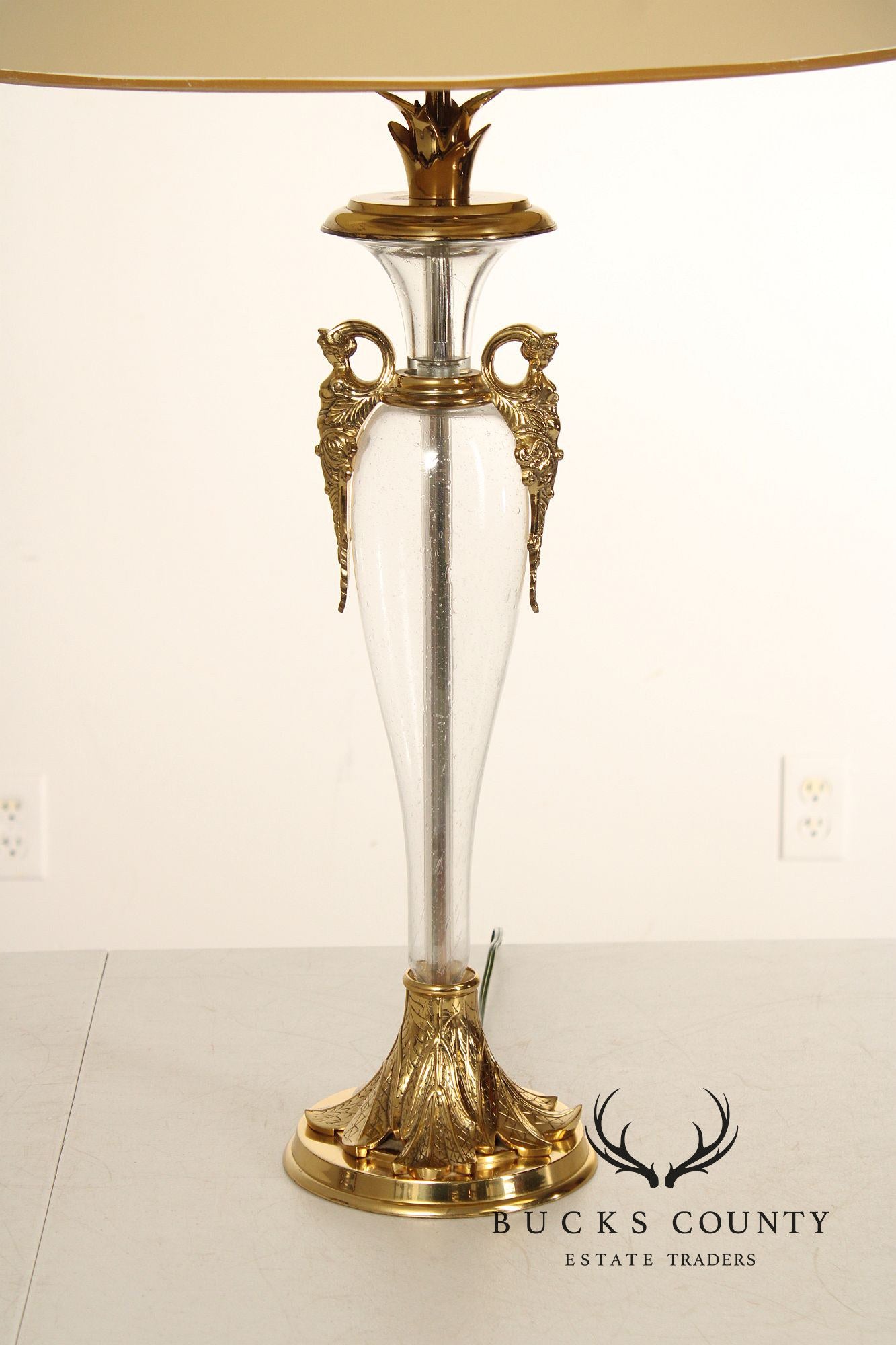 Chapman Pair of Brass and Glass Table Lamps