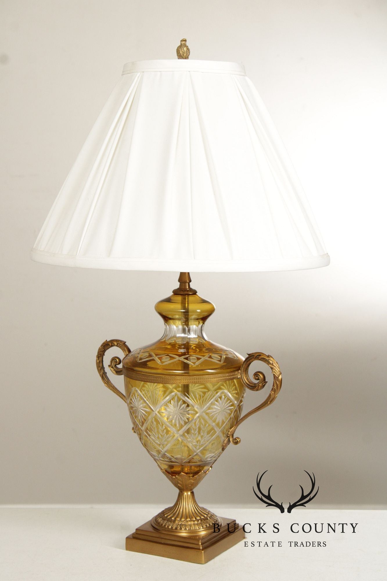 Ethan Allen Amber Glass Urn Table Lamp