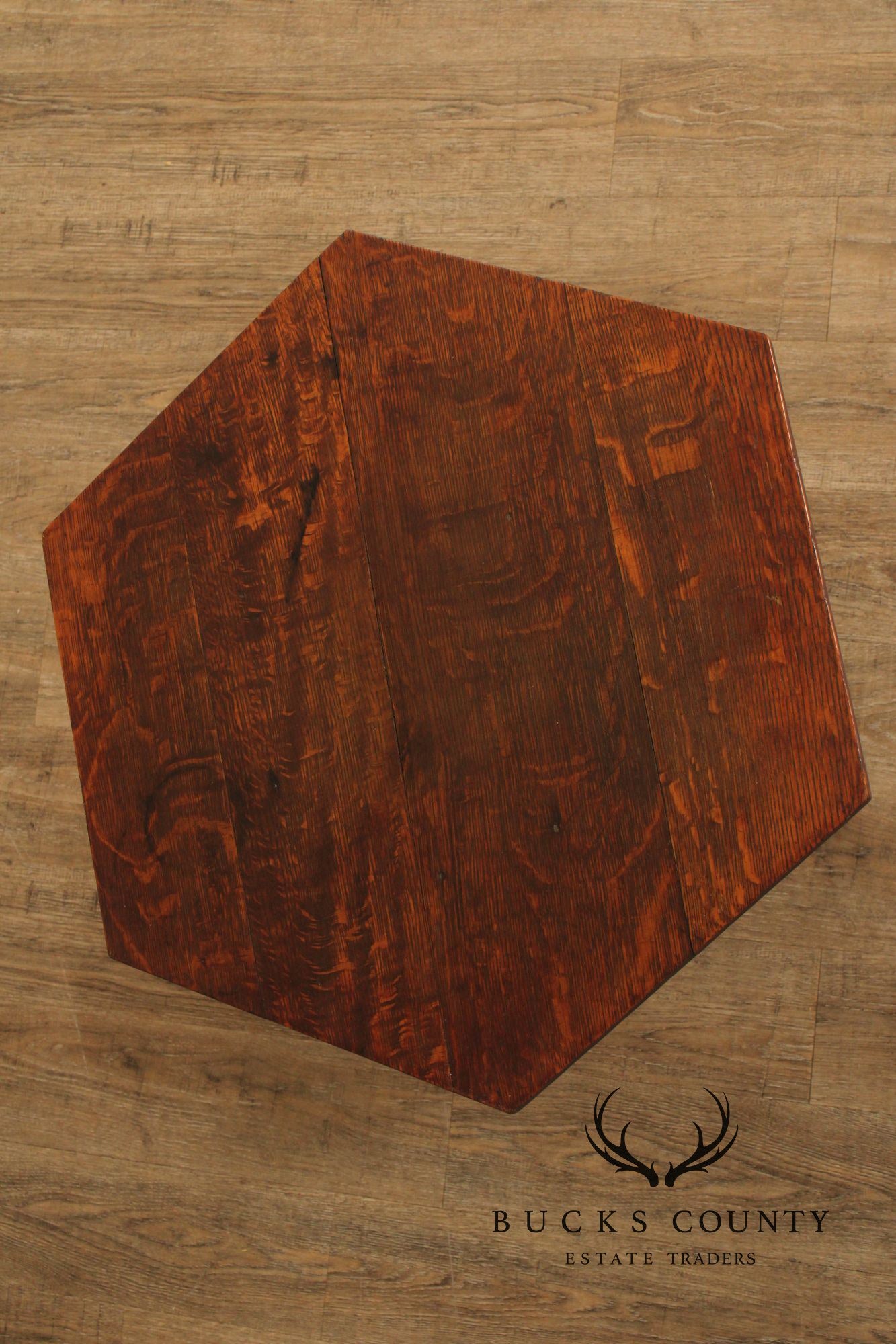 Imperial Furniture Antique Mission Oak Hexagonal Lamp Table