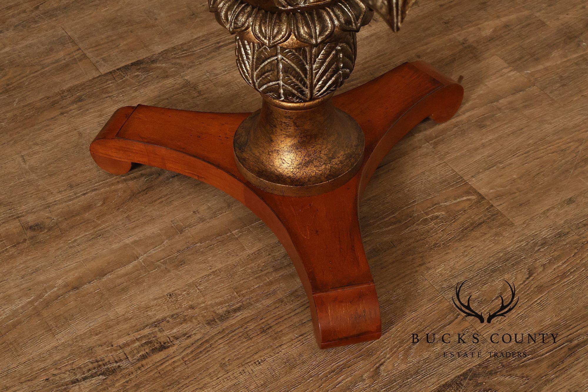 Hollywood Regency Style Round Glass Top Accent Table