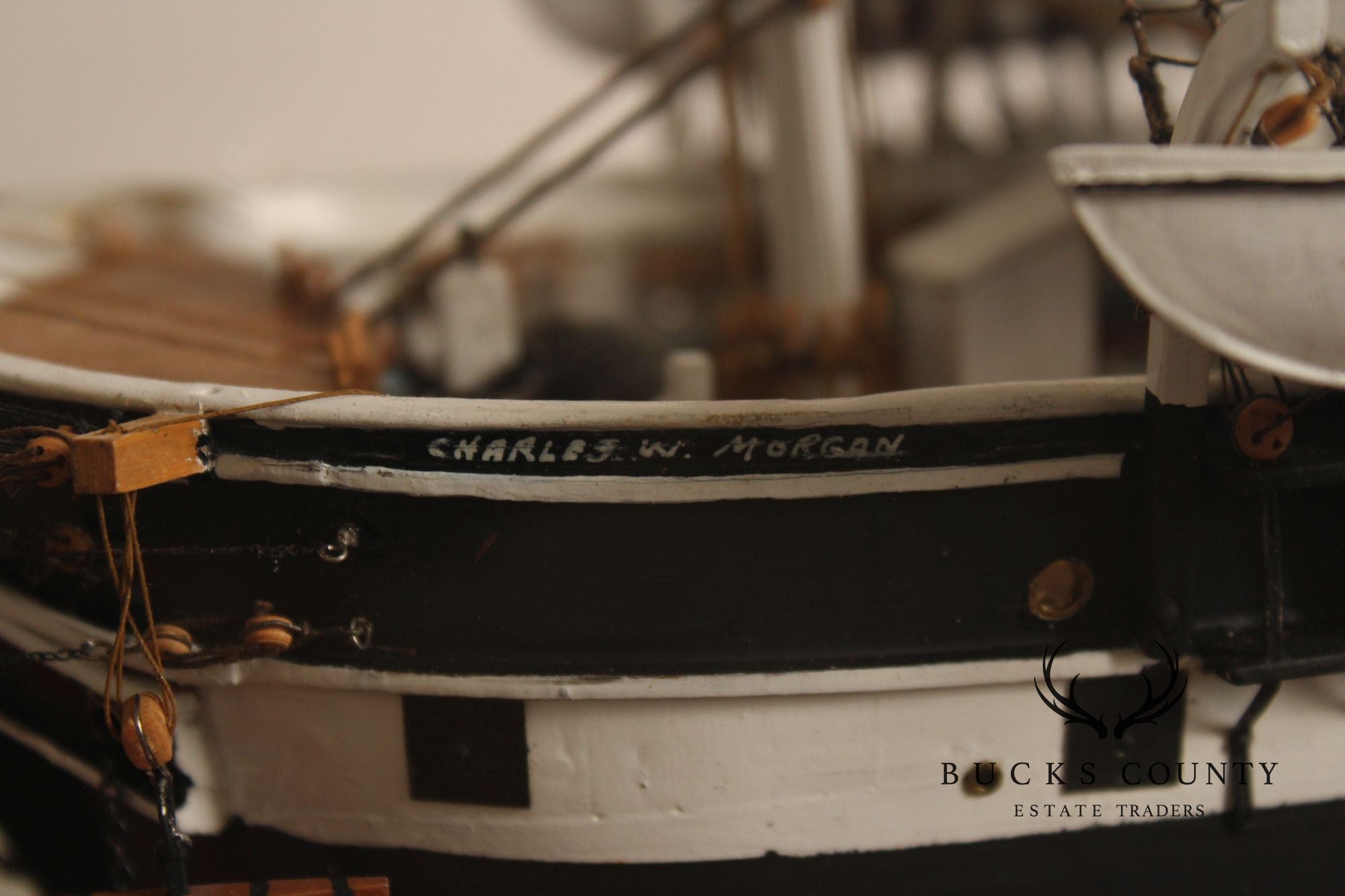 Model Ship 'Charles W. Morgan' In Wooden Display Case